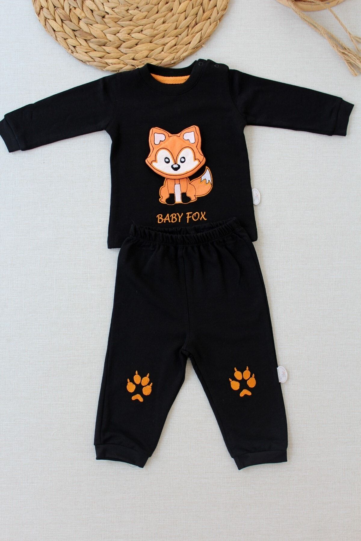Tomuycuk Unisex Bebek Siyah Tilki Sweatlı 2'li Takım