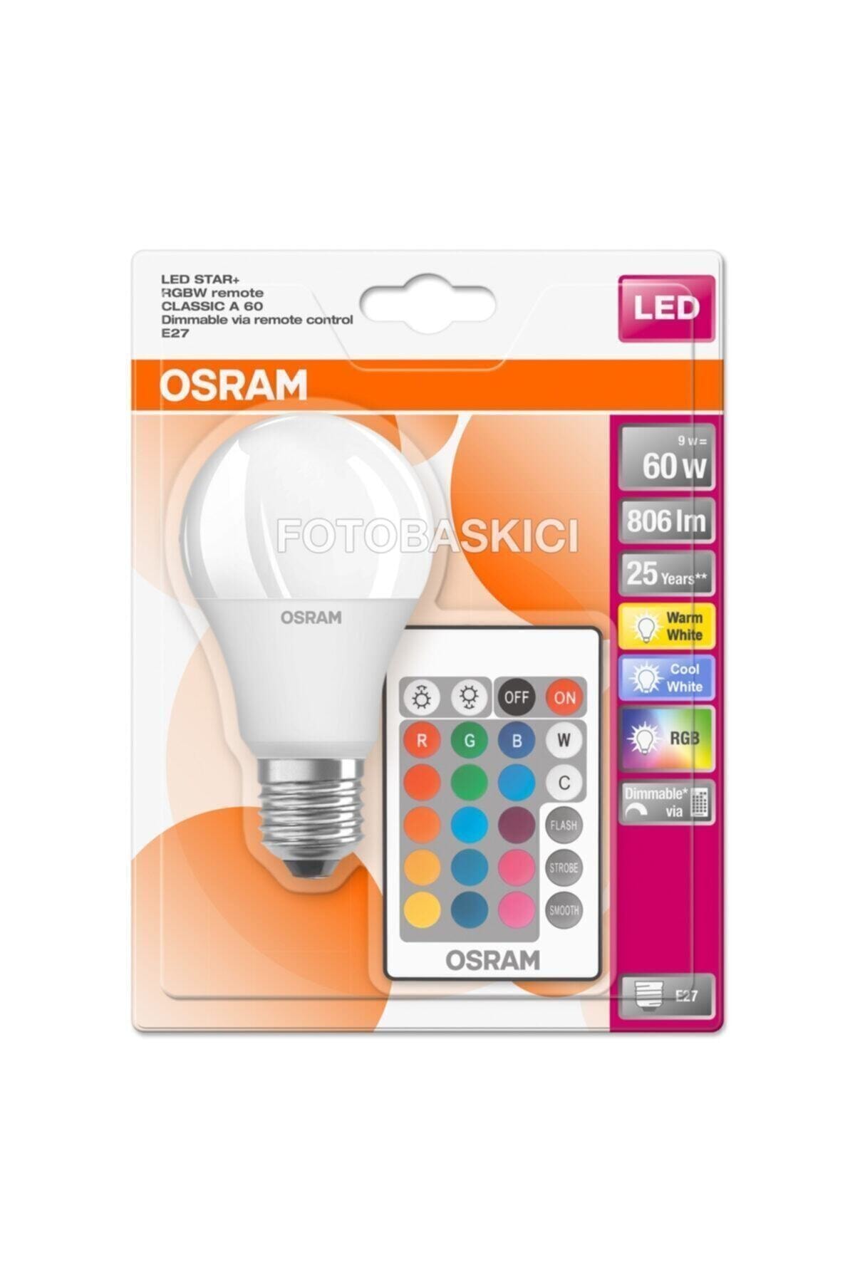 Osram Uzaktan Kumandalı Renk Değiştiren 9W 806 LM E27 Led Ampul