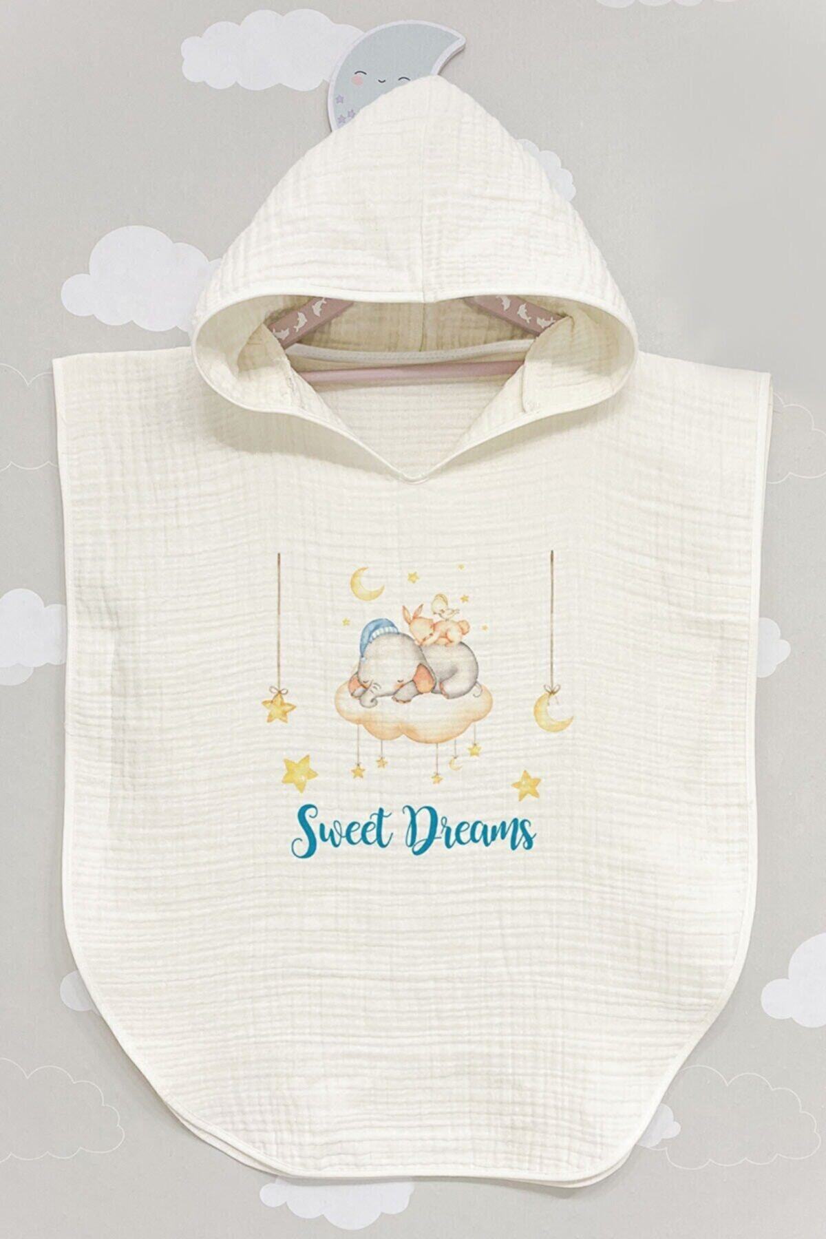 BabyLimon Sweat Dreams Animals 4 Kat Müslin Kapüşonlu Panço For Baby Serisi