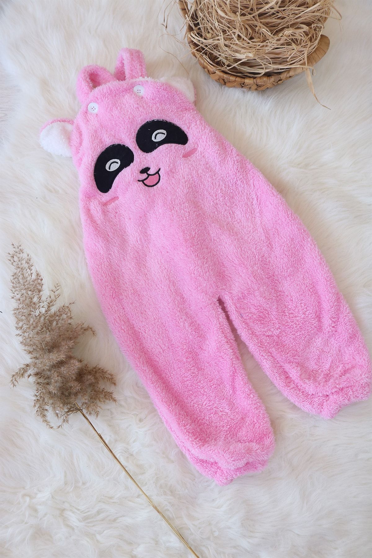 Bebesev Kız Welsoft Peluş Panda Slopet Bebek Tulum