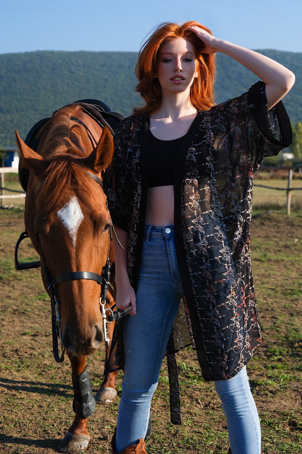 VALERIA Polyester Nakışlı Rakefu Kimono