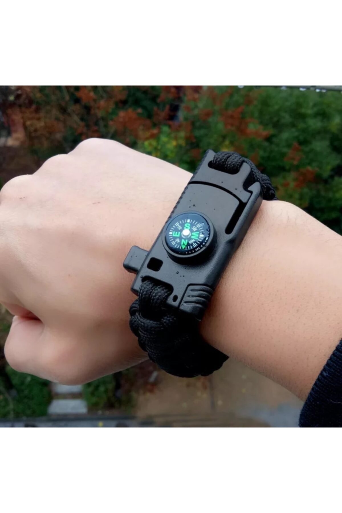 TRENDOFFİCAL Kampcı Paracord Bilekliik Paslanmaz Çelik Bıçaklı