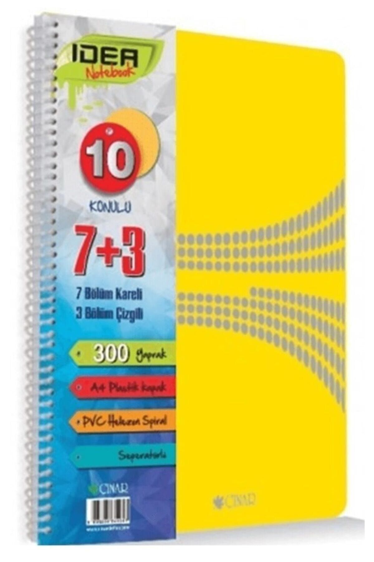 ÇINAR DİZAYN Çınar 7+3 Bölümlü 300 Yaprak A4 Spiralli Ayraçlı Defter