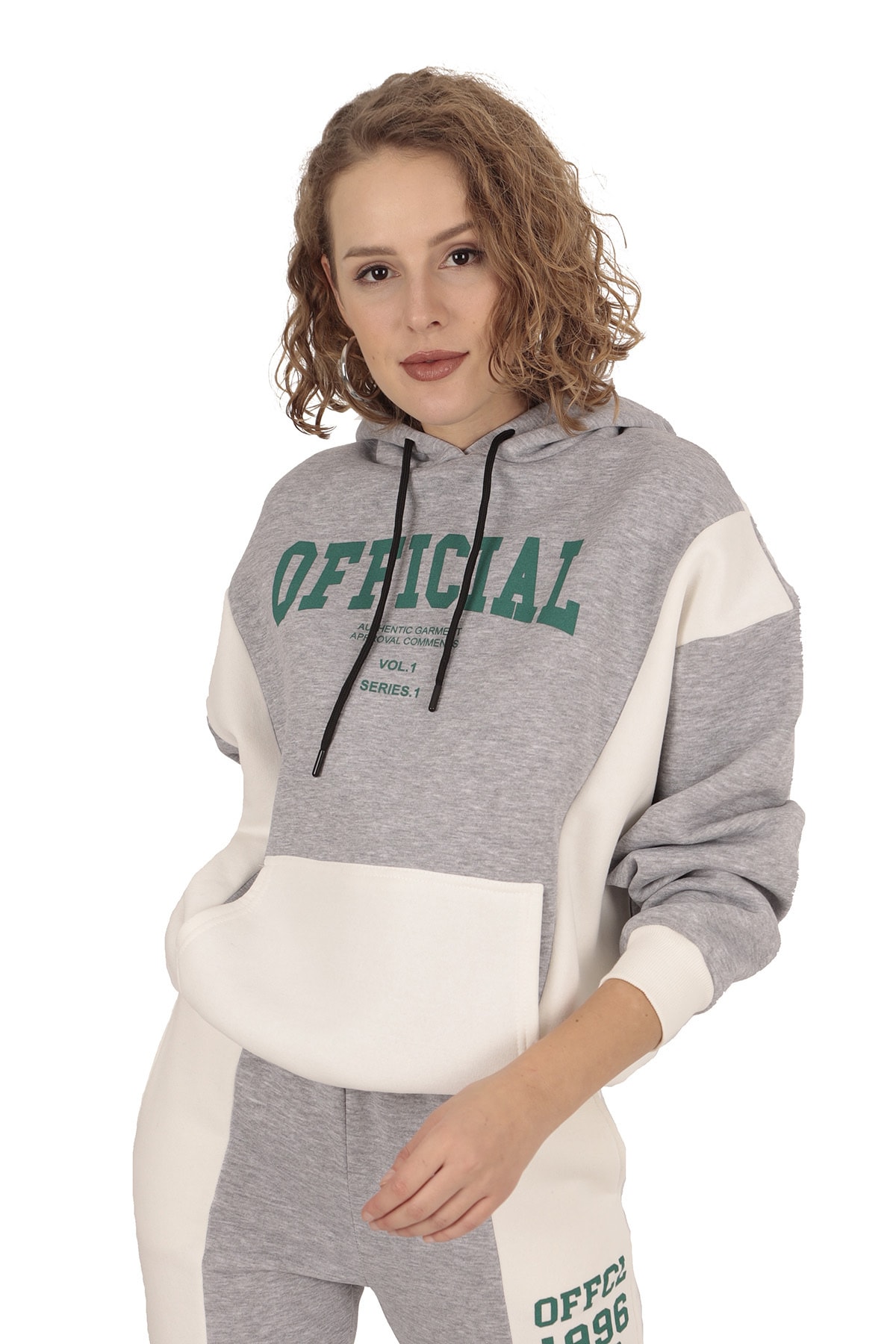 Modagusto Gri Official Baskı Detay Kapüşonlu Eşofman Takımı