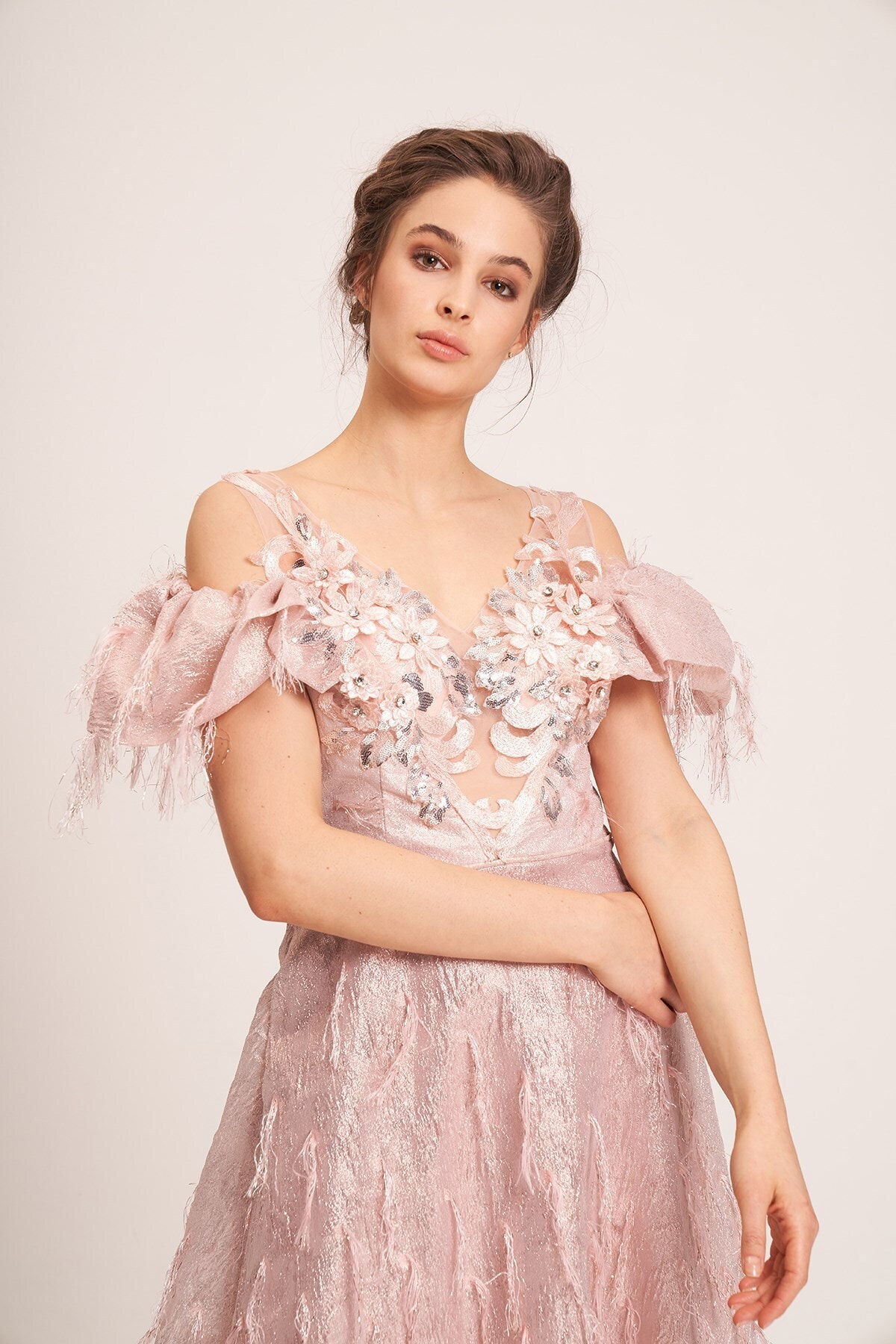 La Vita e Bella Pudra Kadın Abiye Elbise