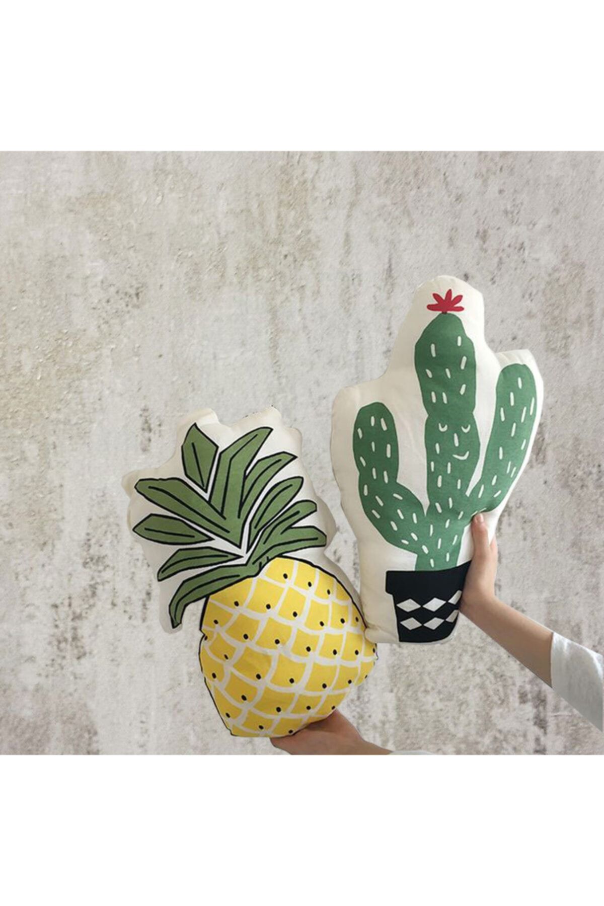 dessan home Kaktüs Ve Ananas Desenli Şekilli Yastık Takım
