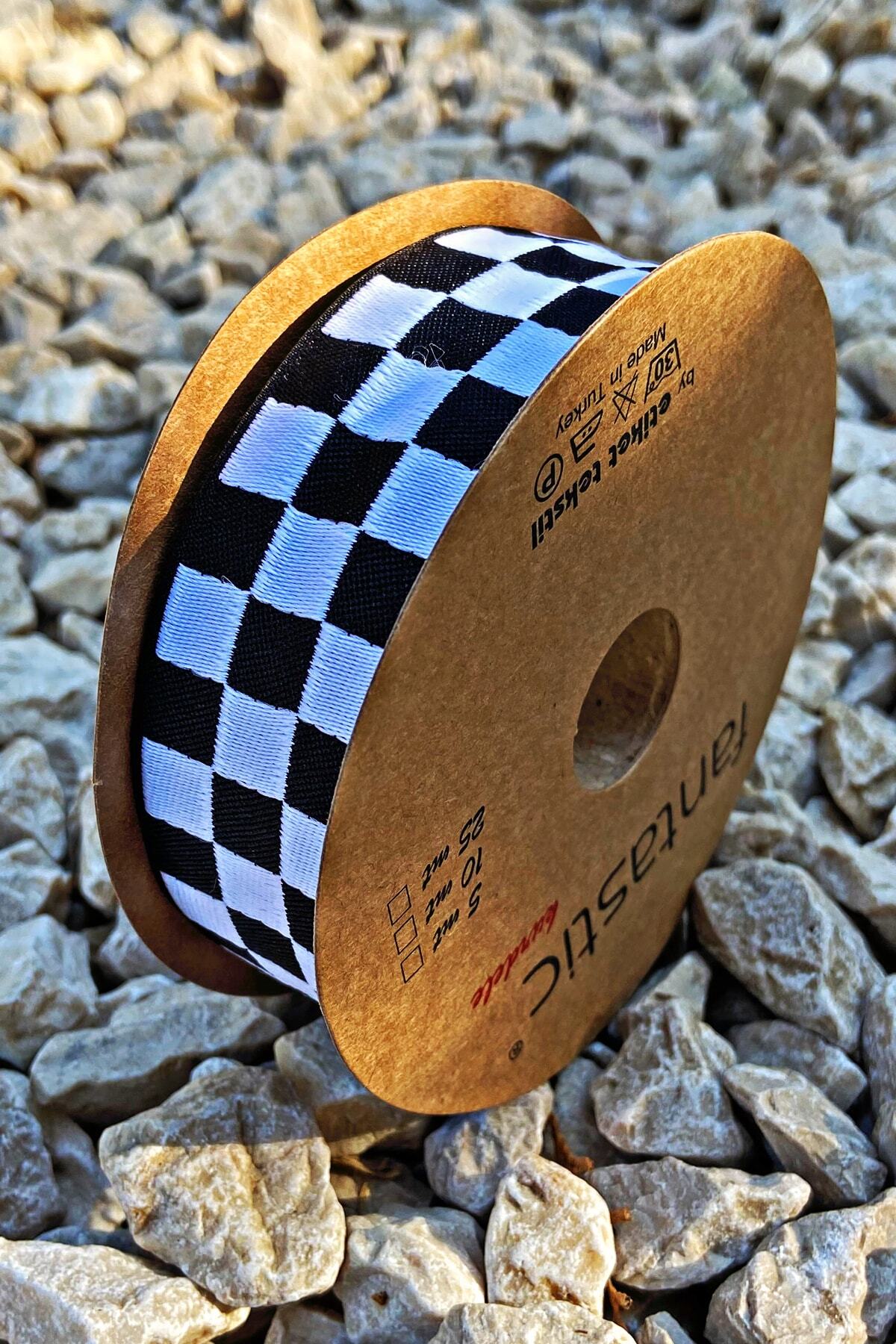 FANTASTIC Dama Desen/ekose Siyah Beyaz Kurdele