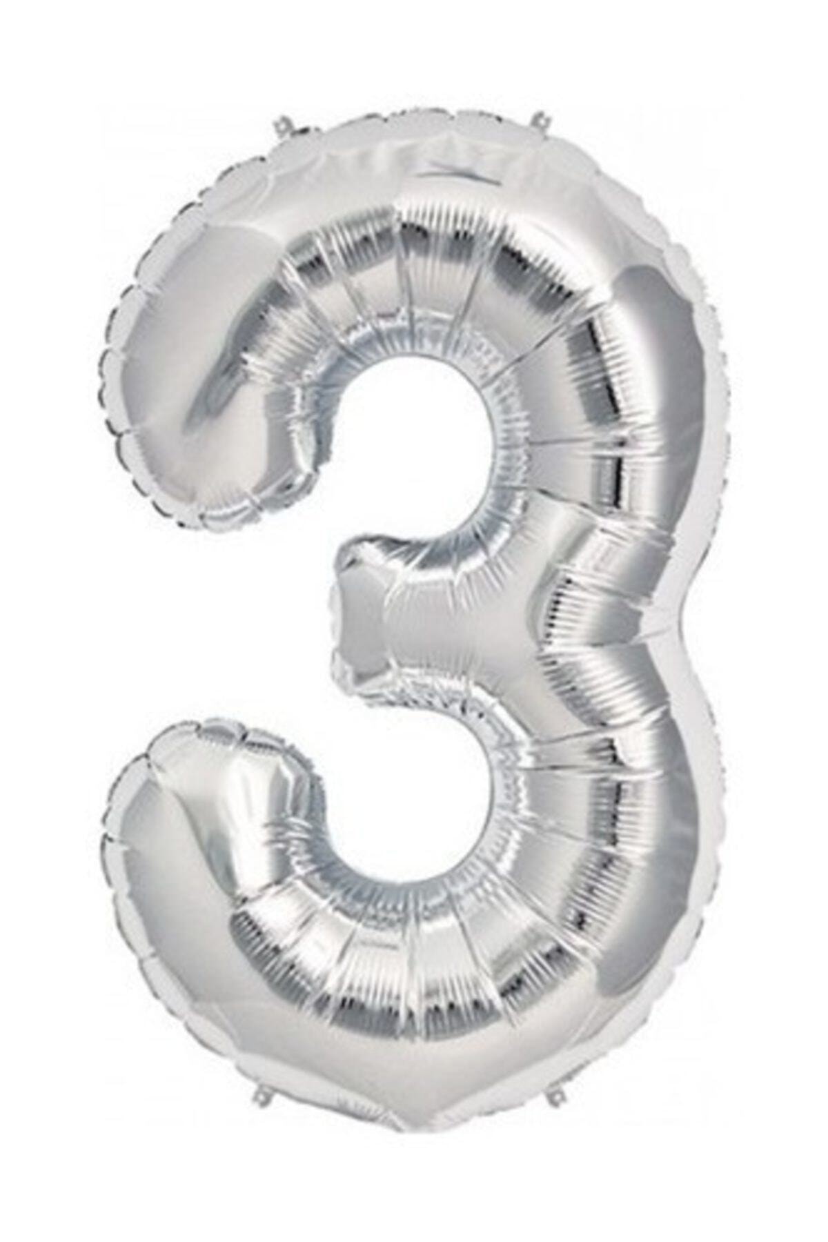 Parti dolabı 100 Cm Gümüş Büyük Folyo 3 Rakam Balon 40inc