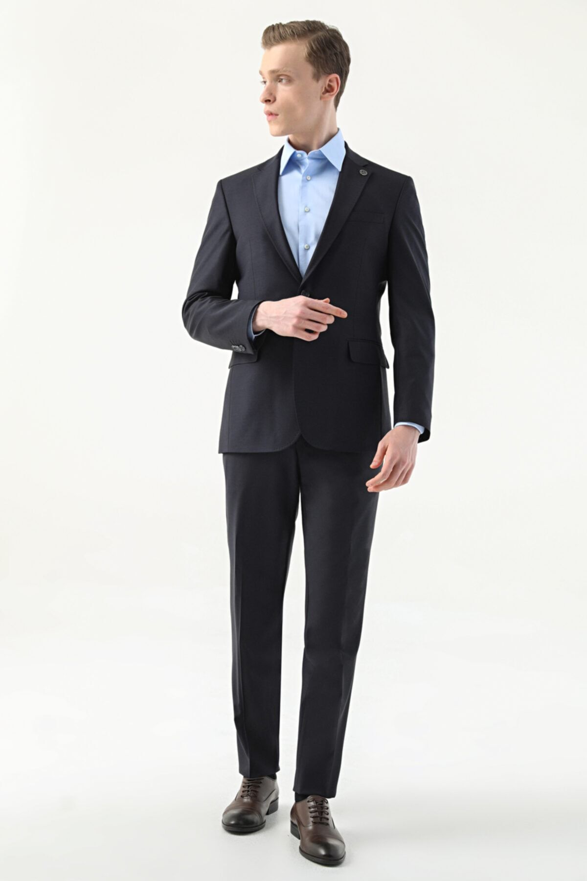 Damat Slim Fit Lacivert Düz Superfine Wool Takım Elbise
