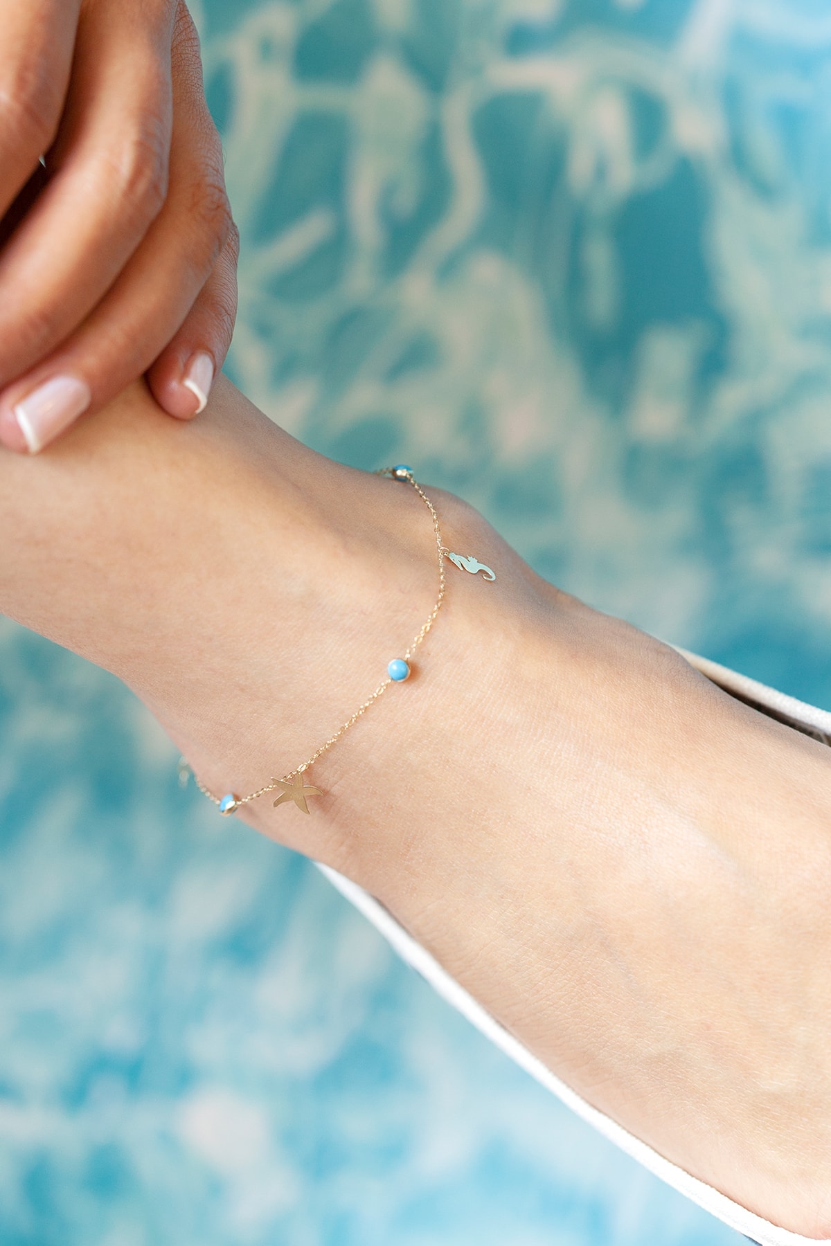 Uşaklıhafız kuyumculuk 14 Ayar Altın Firuze Taşlı Marin Halhal