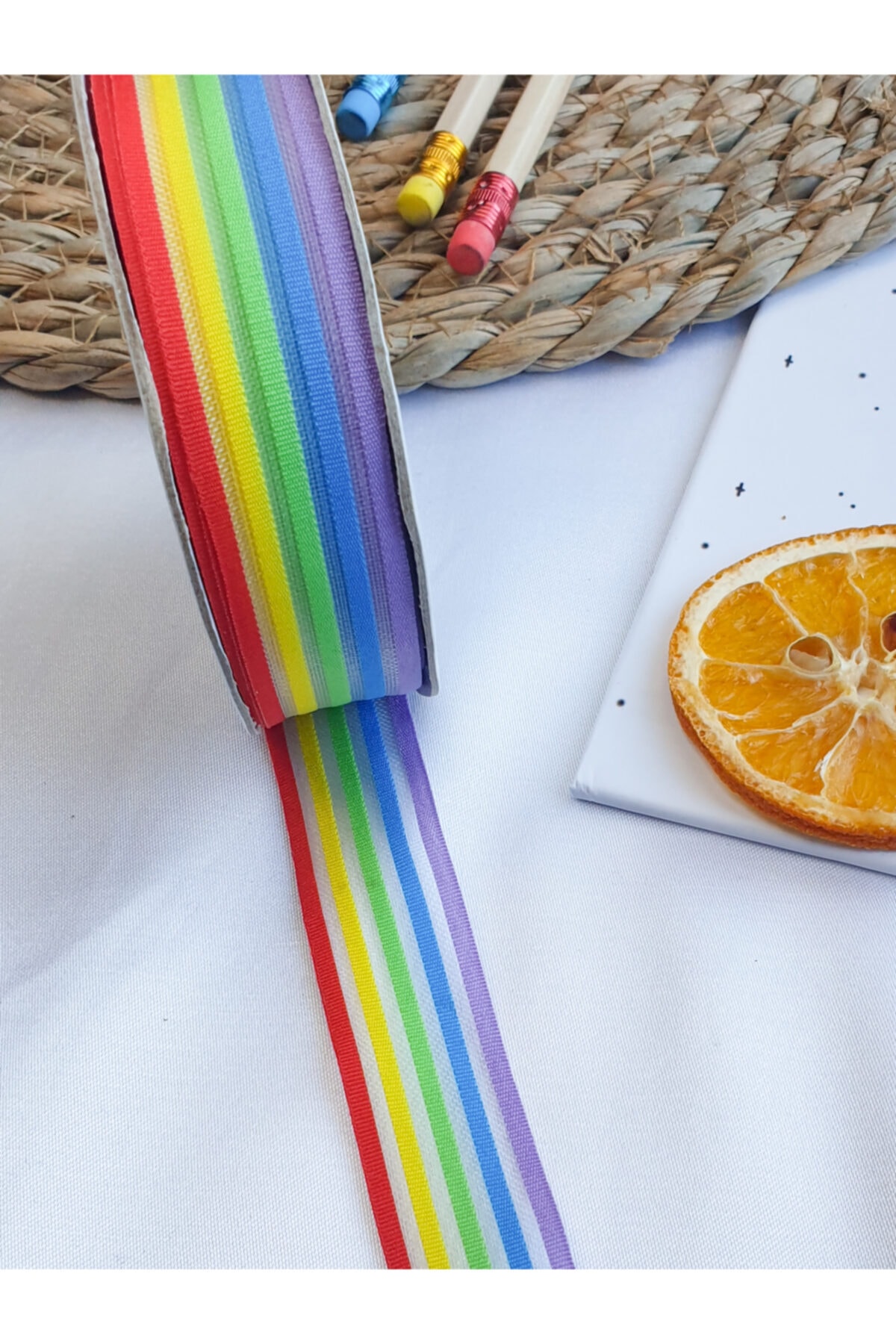 E Elmas Gökkuşağı Kurdele (genişlik 2cm-uzunluk 5 Metre)