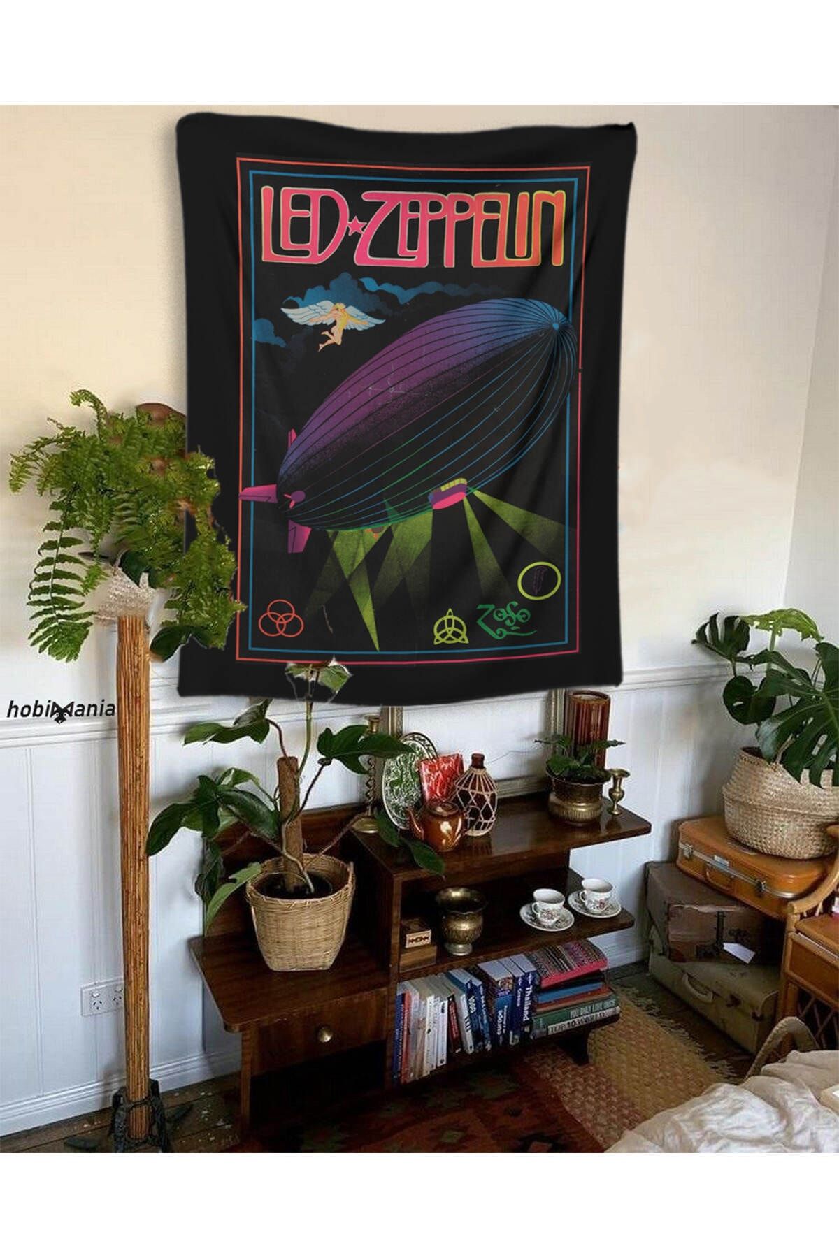 Hobimania Duvar Örtüsü Tapestry Led Zeppelin 40x60 Cm Duvar Dekorasyon Moda