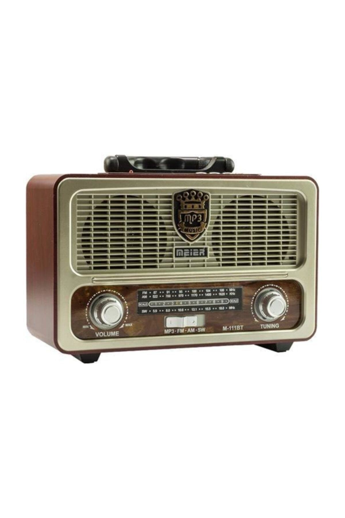 Meier M-111bt Nostaljik Ahşap Retro Fm Radyo Usb Sd Bluetooth