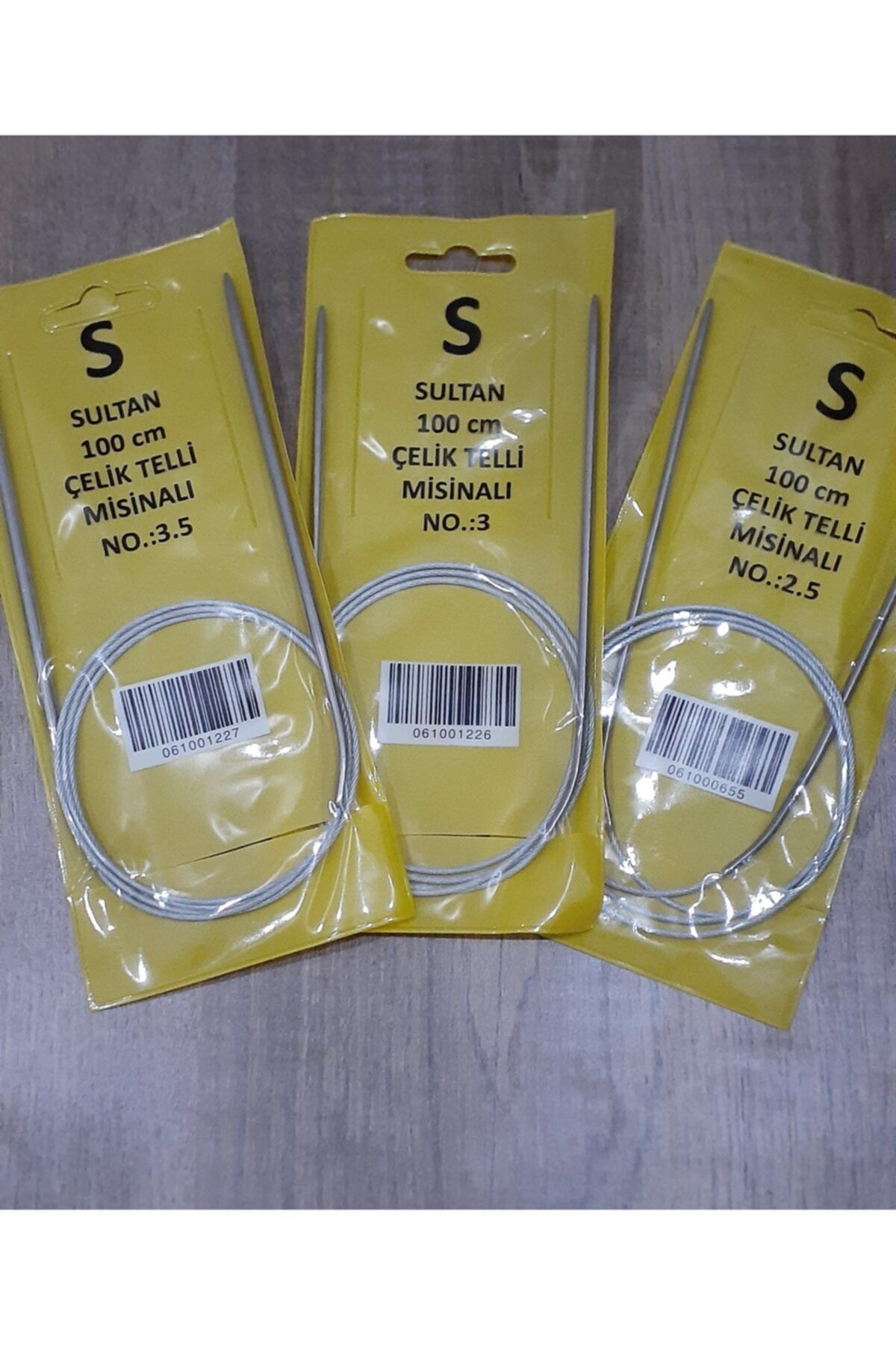 Mİ&Nİ Design Sultan Çelik Telli Misineli 100 Cm Şiş (no:2,5 -3-3,5) 3'lü Set