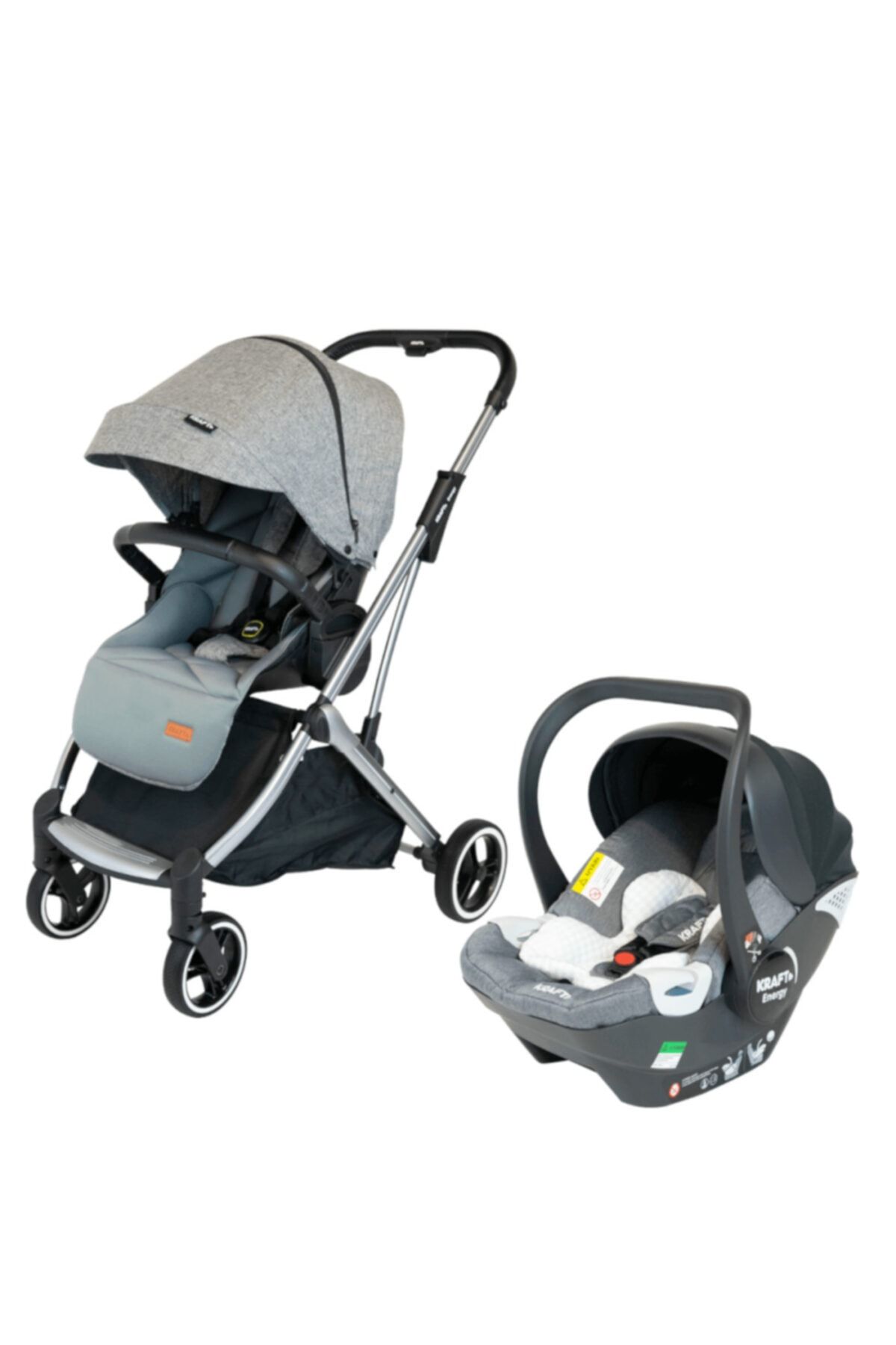 Kraft Energy Travel Sistem Bebek Arabası Light Grey