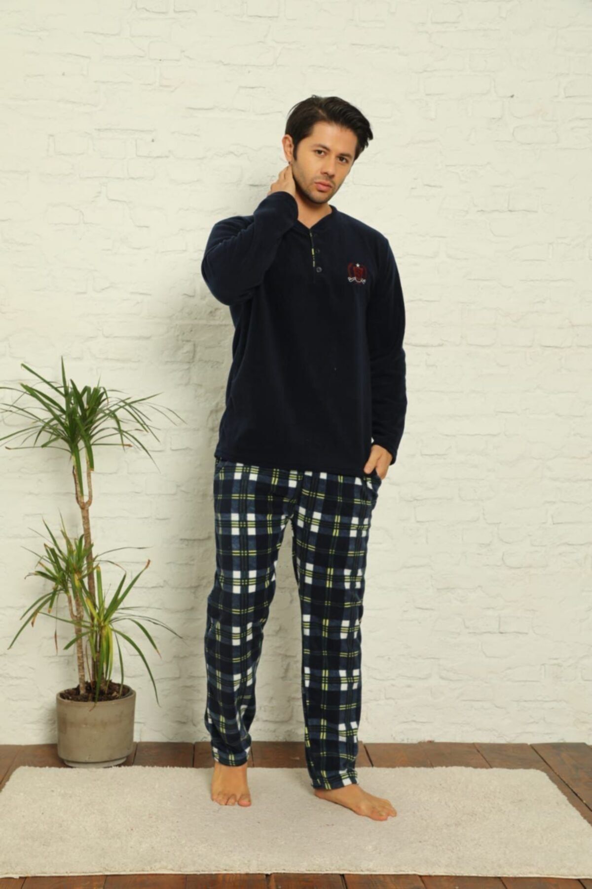 ZBTEKS Kışlık Cepli Polar Pijama Takımı