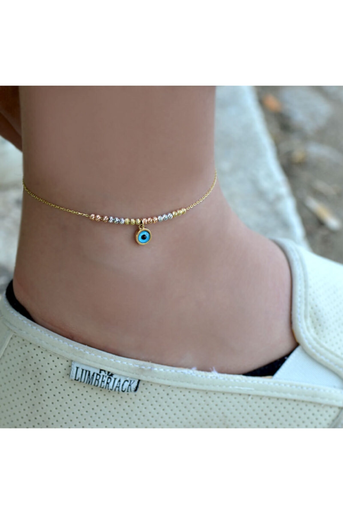 EnginGold 14k Dorika Model Nazar Boncuklu Altın Halhal