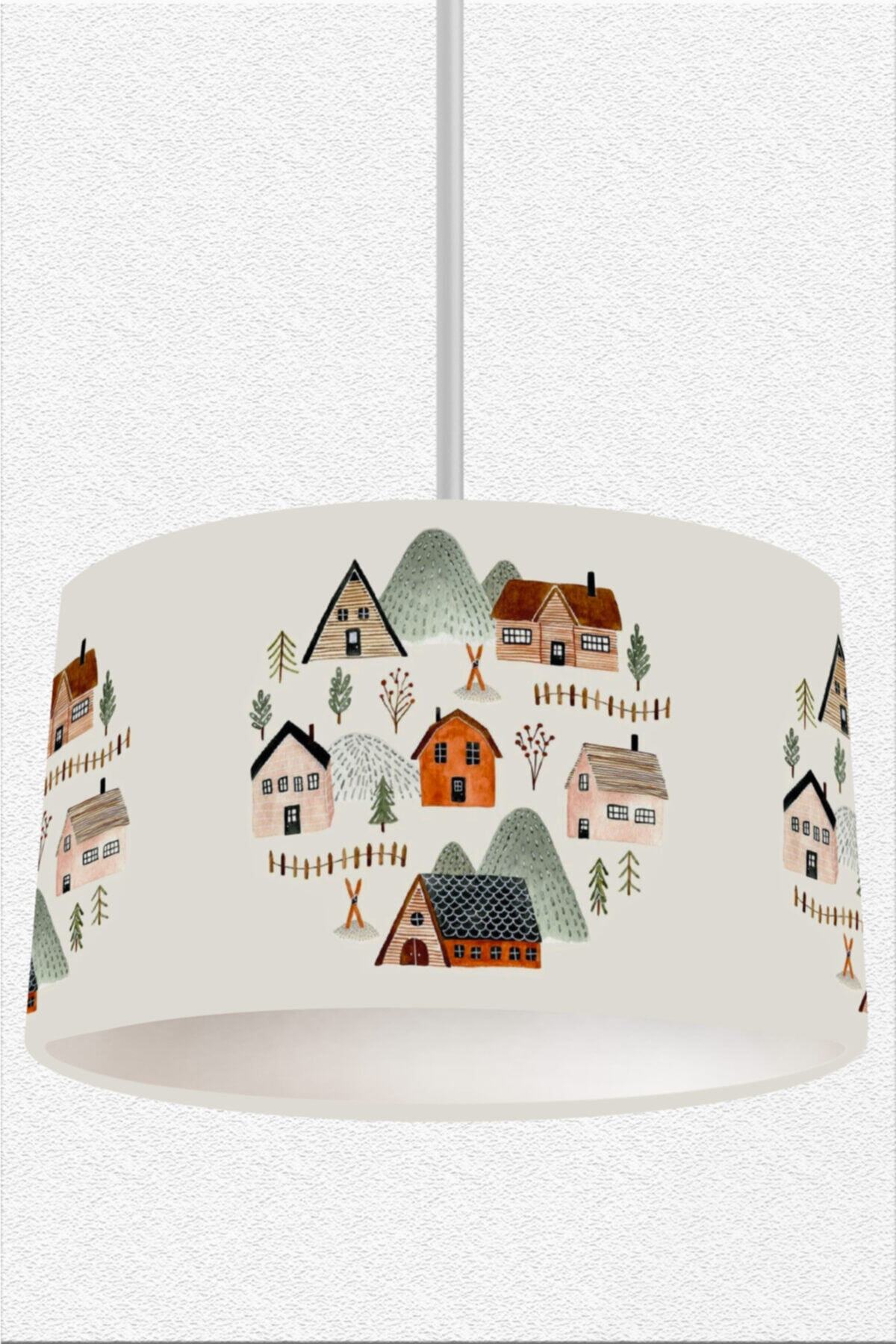 JUNİOR HOME CONCEPT Bej Rengi Zemin Şehir Temalı Çocuk Odası Sarkıt Avize