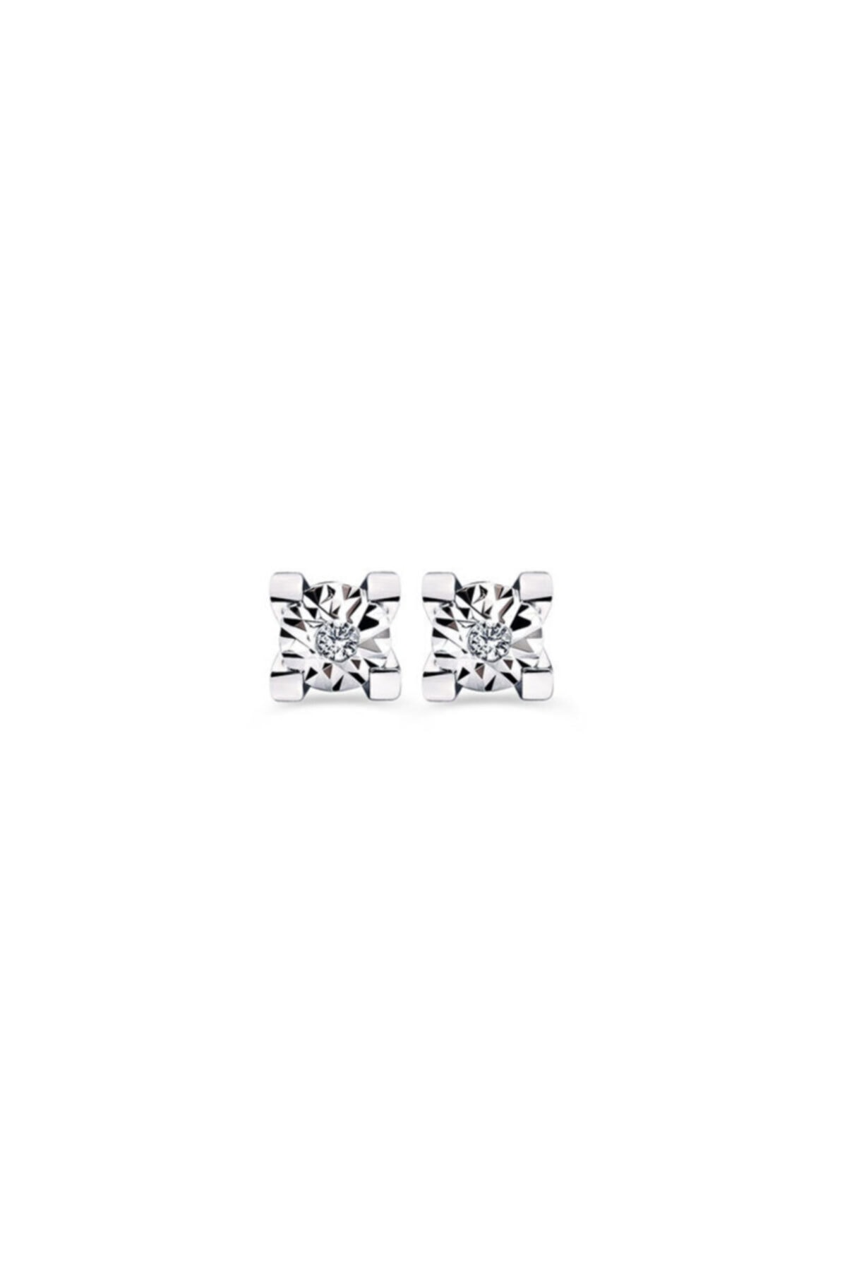 EnginGold 0.04ct Pırlanta Efectli Tektaş Küpe-14k