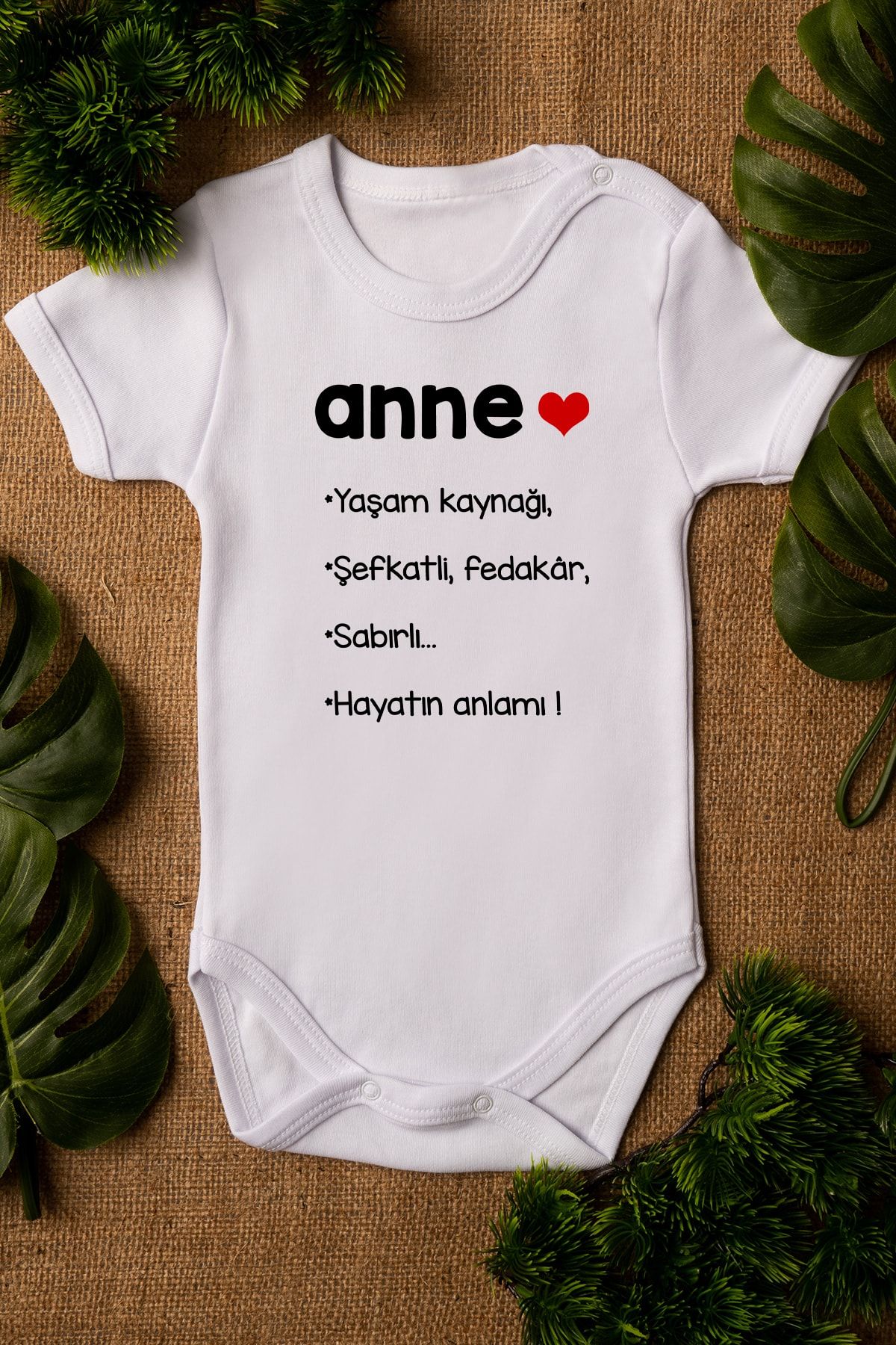 Overoz Anne Yazılı Bebek Body %100 Pamuklu Organik Baskılı Beyaz Badi Zıbın 5117