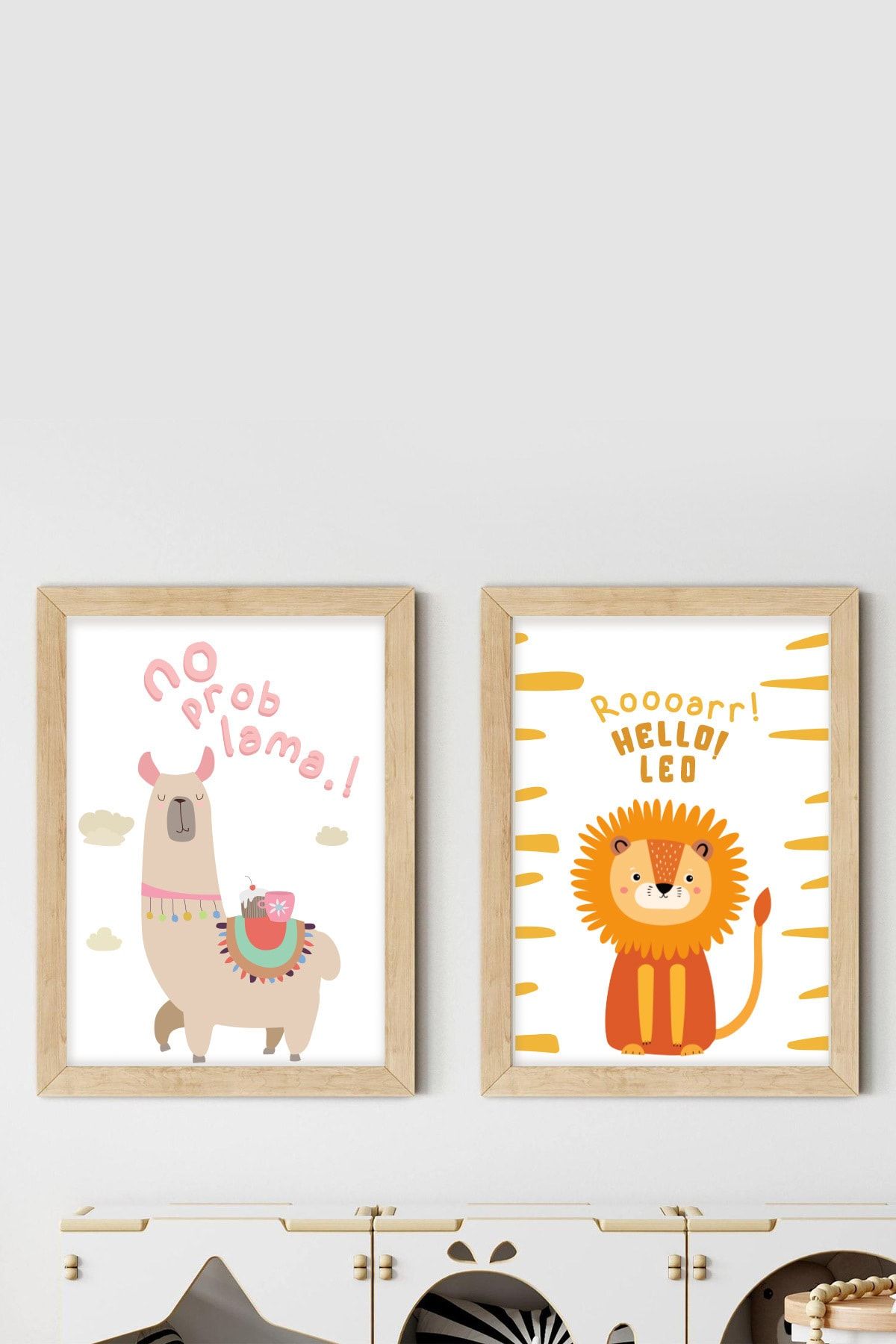 HOPEHANT - Çocuk Odası Dekoratif Poster Lama Ve Leo 2'li Set