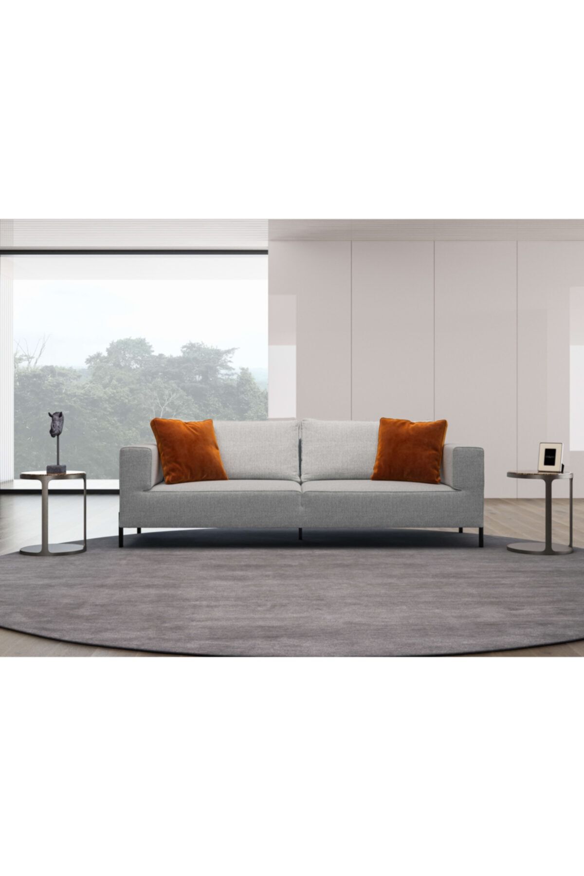 BEKALIVING Eleganza Metal Ayak Modern Ikili Kanepe Iskandinav Koltuk Gri 200*100*70