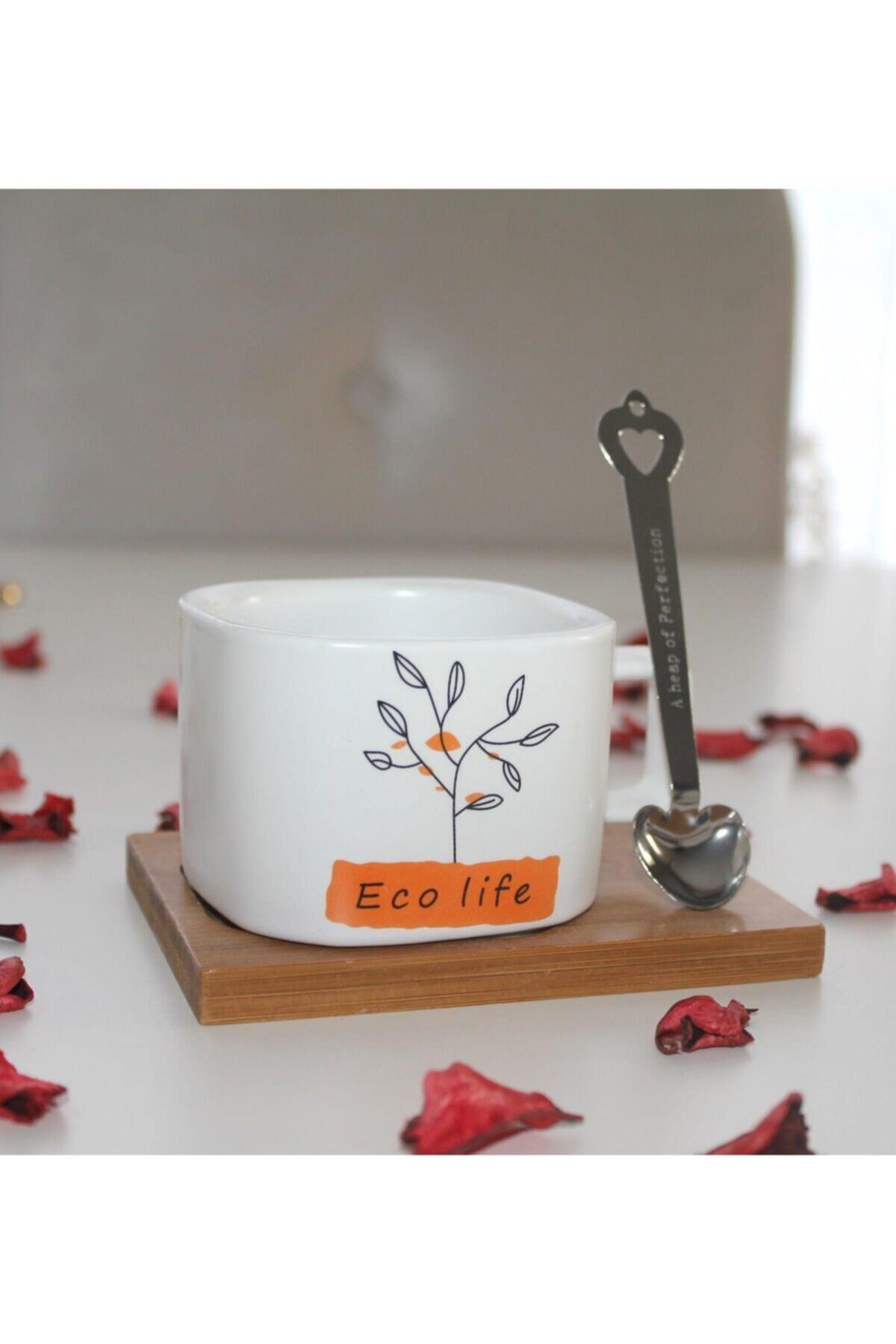 algezan Kahve Fincanı Eco Life Mıknatıs Kaşıklı Kahve Fincanı 200 Ml