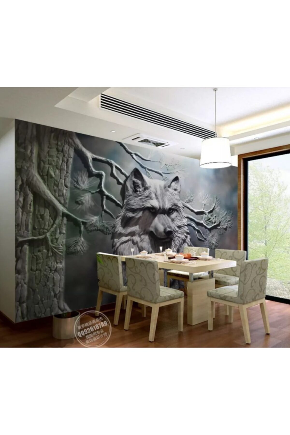 ARSLAN DEKOR Kabartma Görünümlü Kurt Desen Duvar Kağıdı