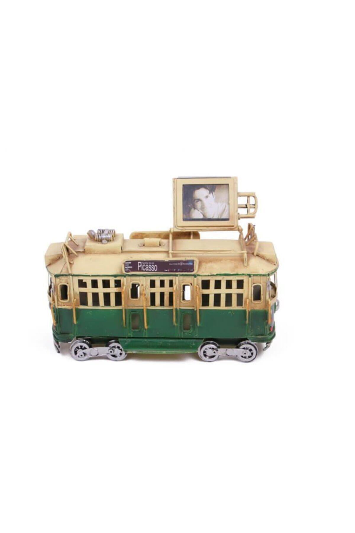 MESHUR STORE Dekoratif Metal Tramvay Çerçeveli Vintage Hediyelik