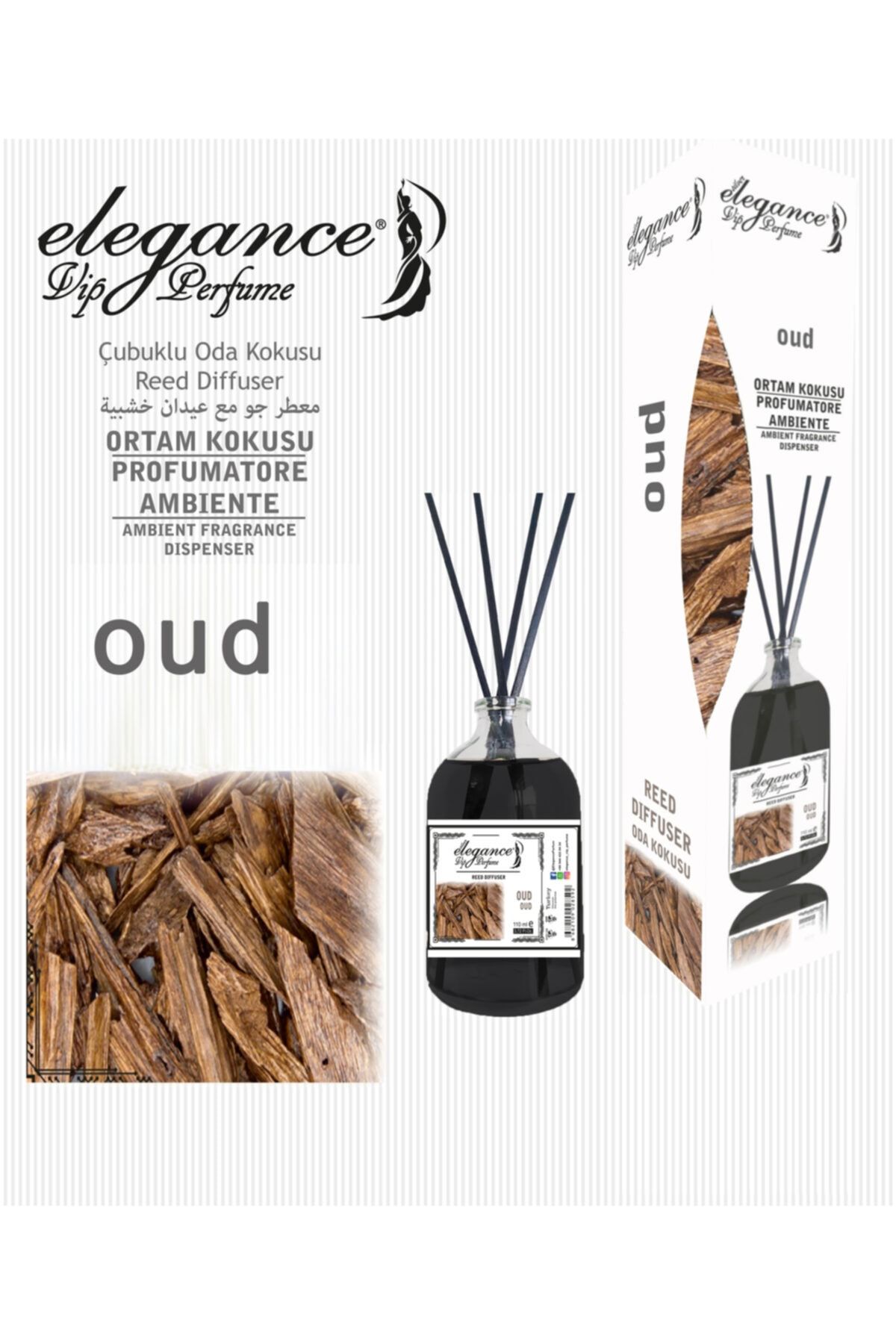 Elegance vip Perfume Oud Reed Diffuser Bambu Çubuklu Oda Kokusu 110 ml