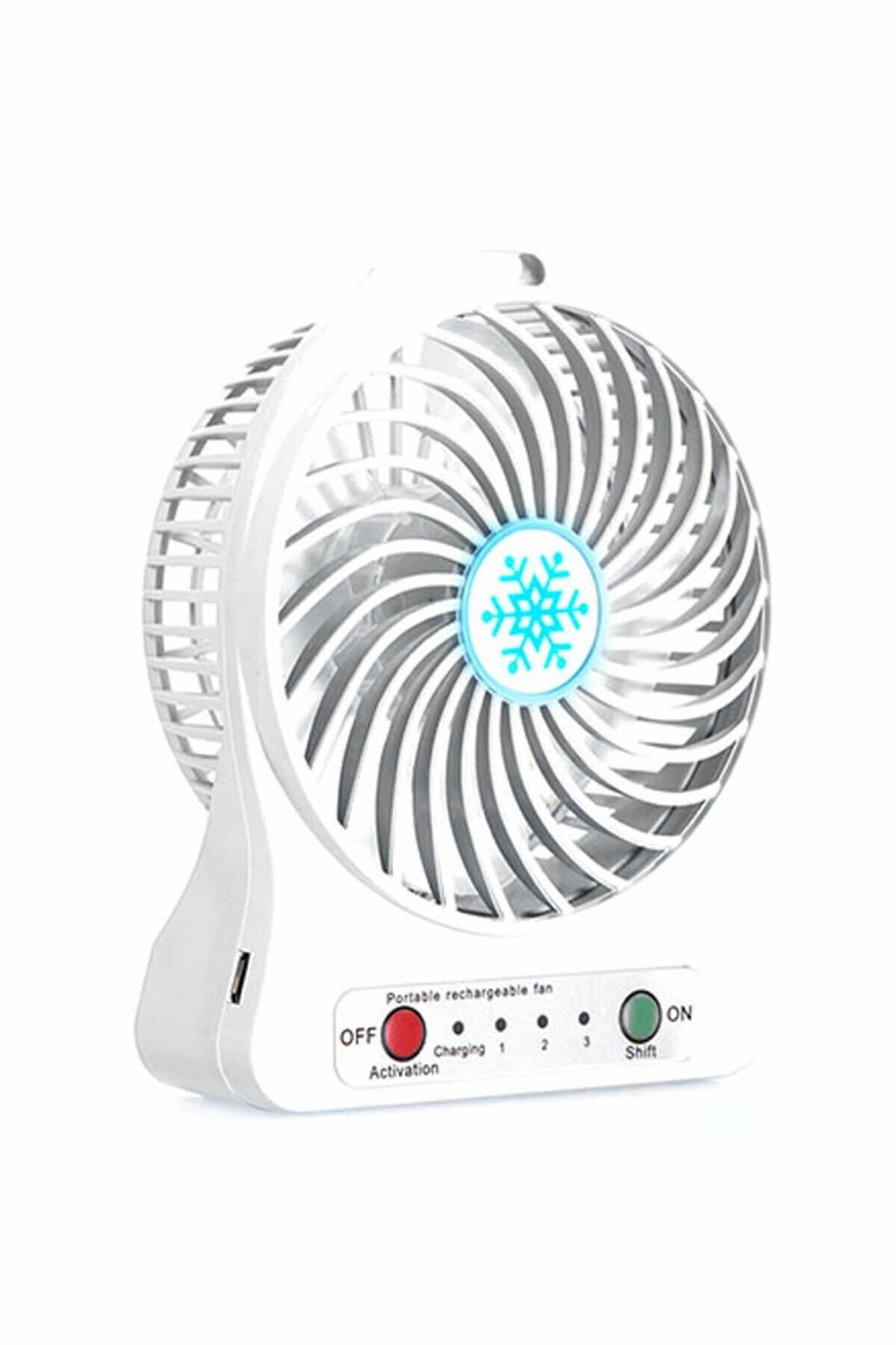 Firsat Ayi 3 Kademeli Şarjlı Masa Üstü Usb Mini Taşınabilir Vantilatör Fan Beyaz