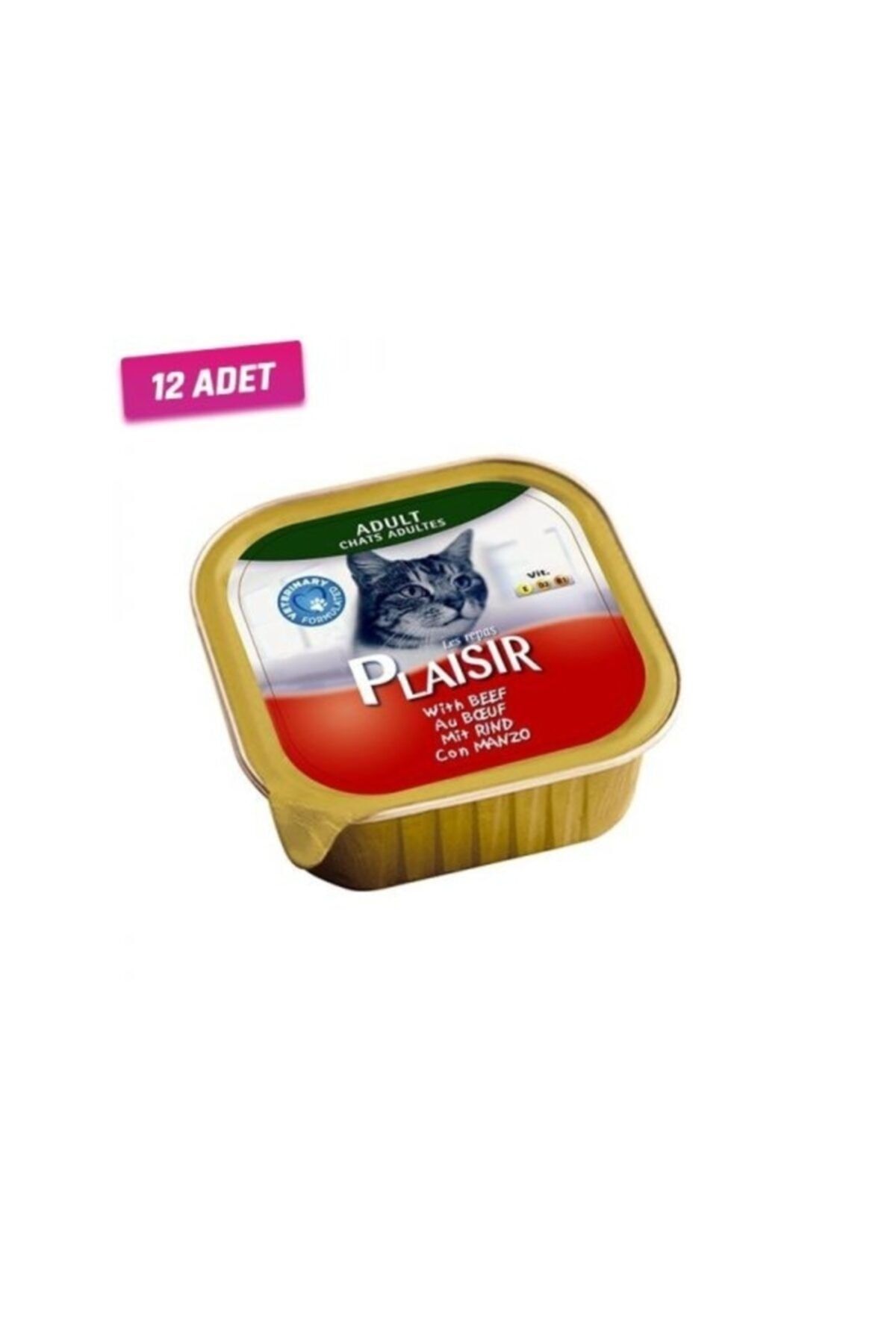 Plaisir 12 Adet - Sığır Etli Pate Kedi Konservesi 100 gr