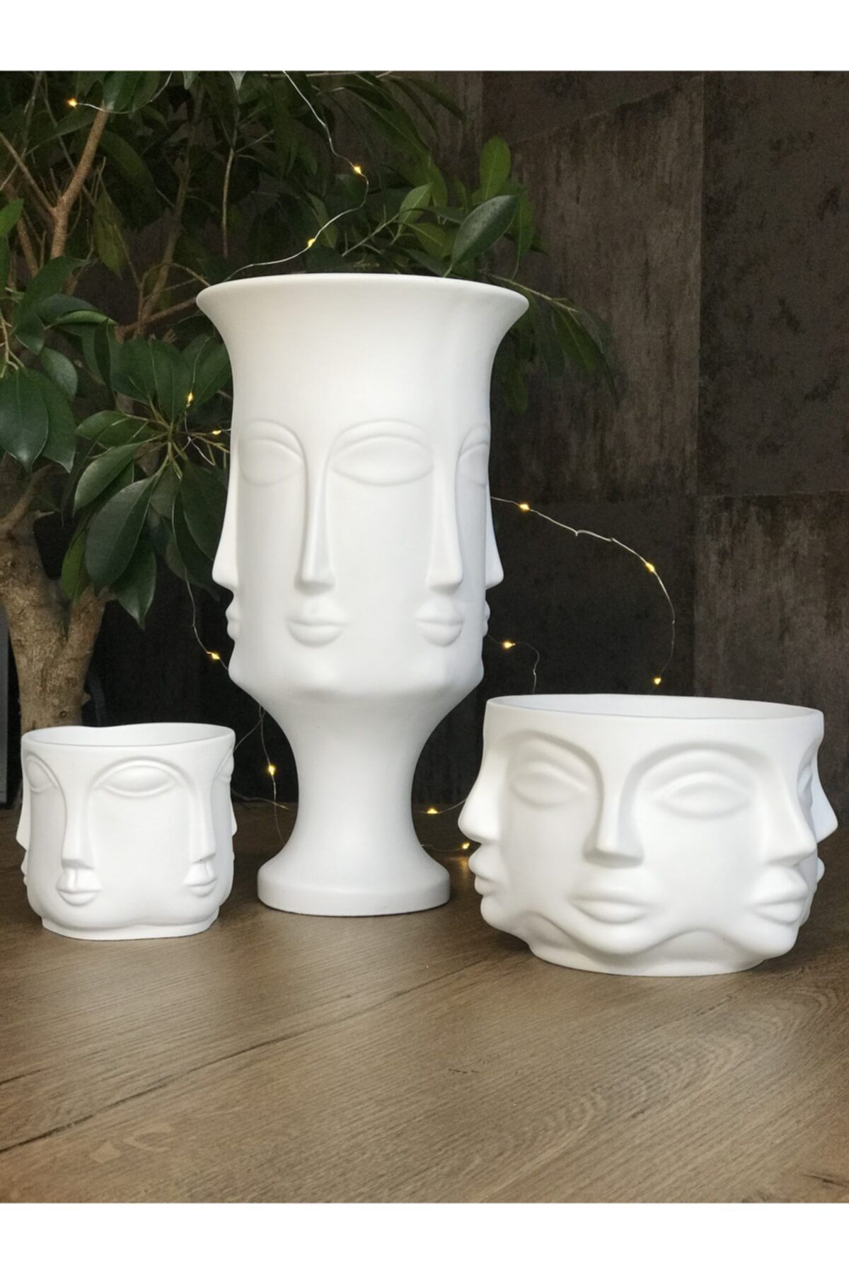 İnyodashop Çok Yüzlü Dekoratif Vazo 3'lü Set