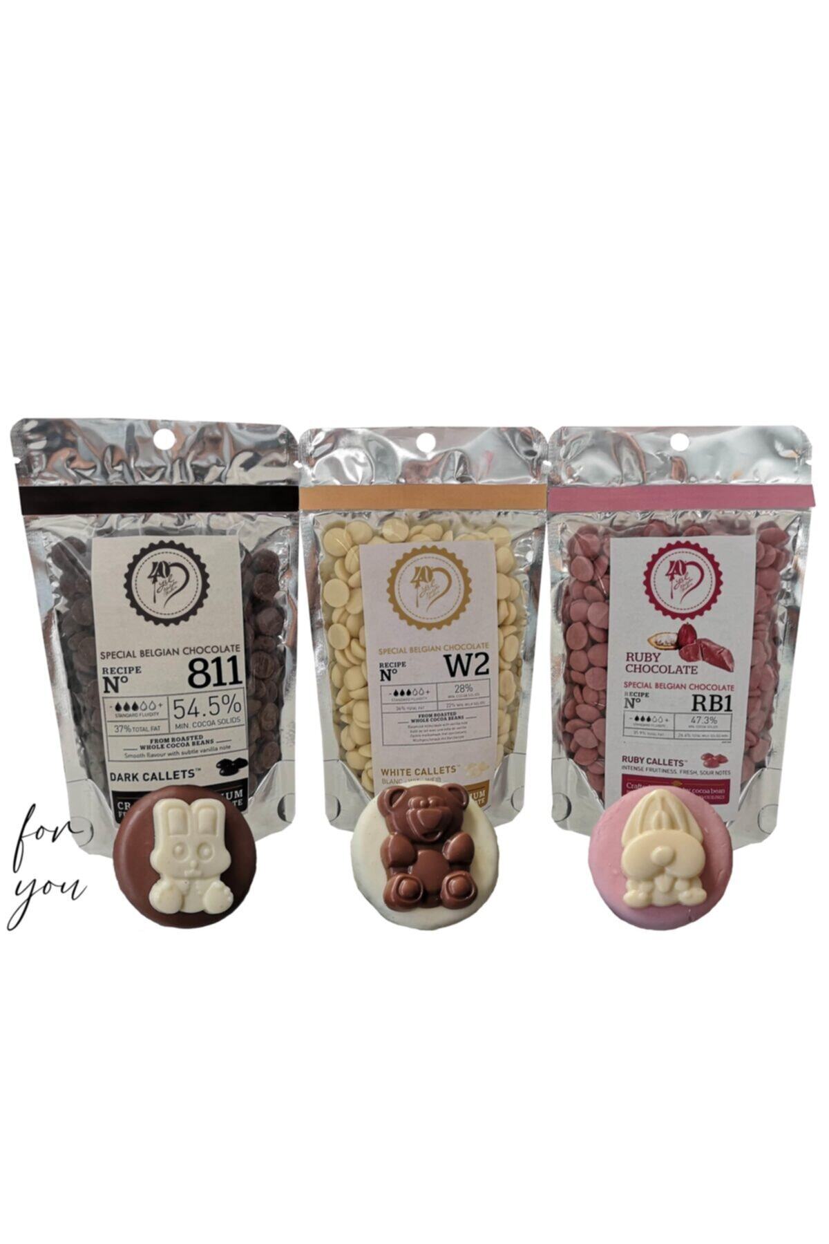 Callebaut Bitter Çikolata 100 gr Beyaz Çikolata 100 gr Ruby Çikolata 100 gr