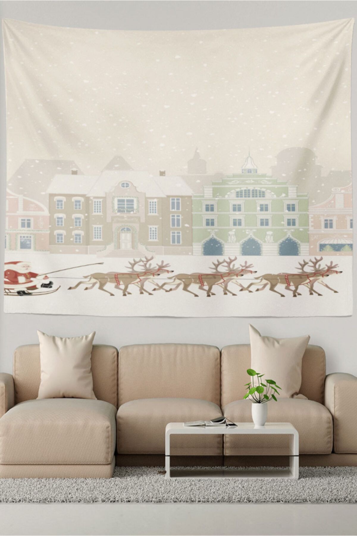 Ysahome Kış Temalı Noel Baba Desenli Duvar Halısı