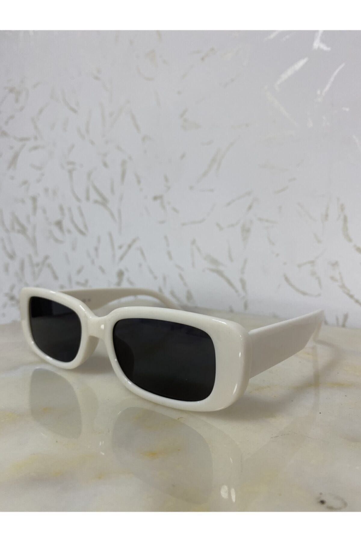 LOOKUP Beyaz Kare Dikdörtgen Vintage-retro Unisex Güneş Gözlüğü