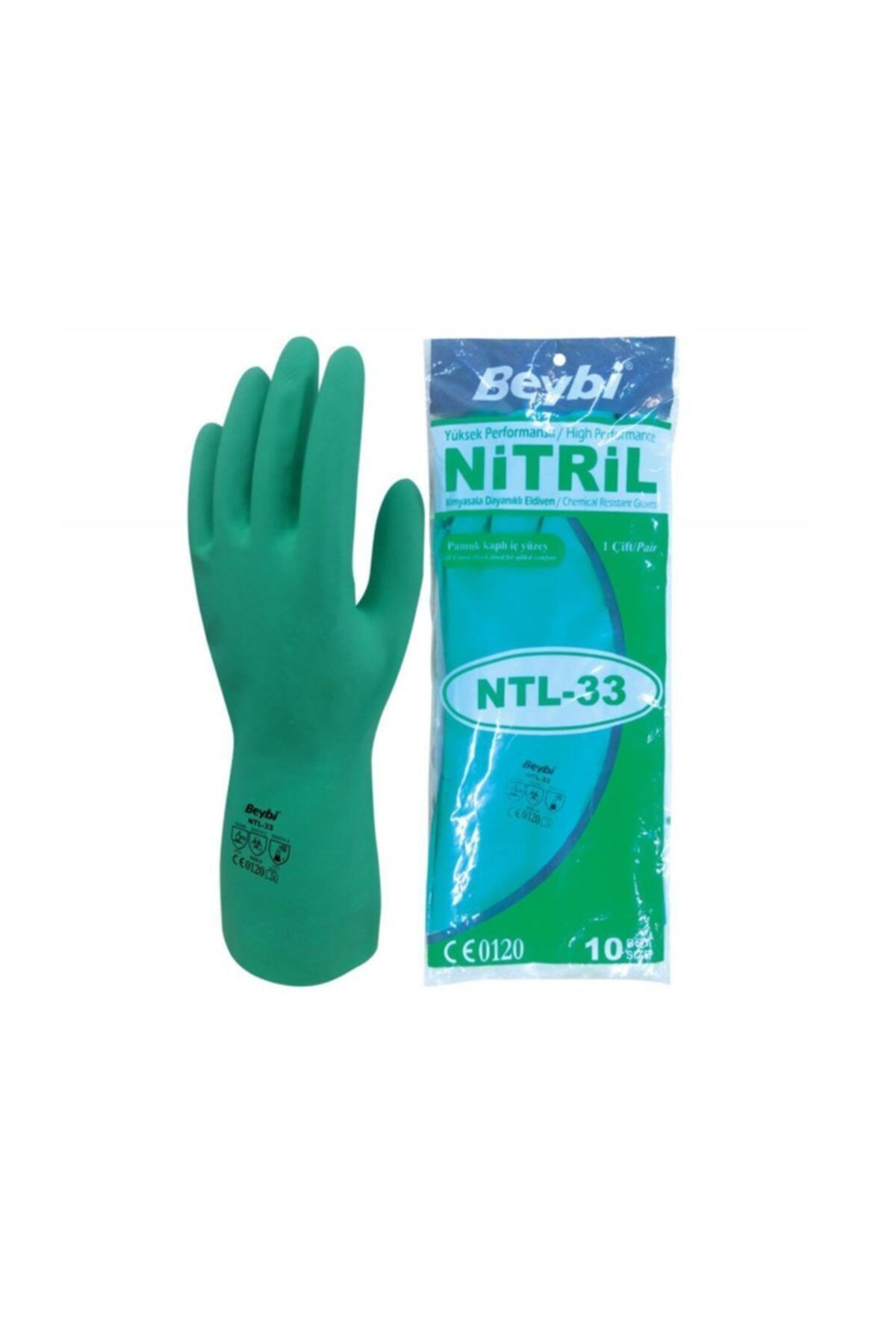 Beybi Ntl33 Nitril Iş Eldiveni Yeşil - No 10