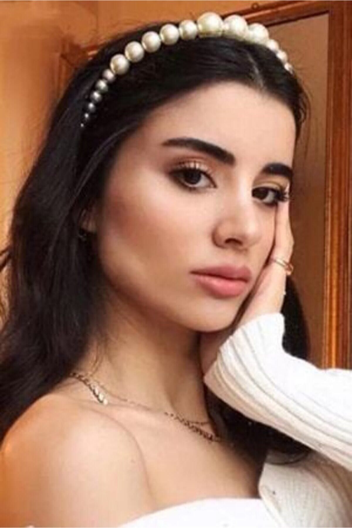 New Fashion Kadın Büyük Incili Taç , Saç Bandı , Aksesuar , Saç Tacı