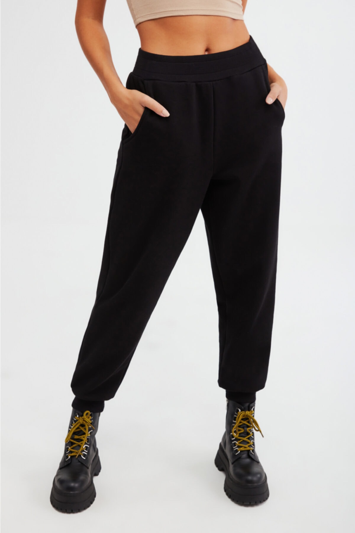 GRIMELANGE Mıa Kadın Siyah Düz Comfort Eşofman Altı