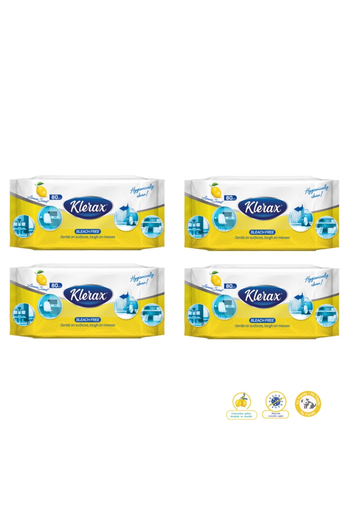 Klerax Banyo Tuvalet Ve Mutfak Temizleme Mendili 80'li 4 Adet