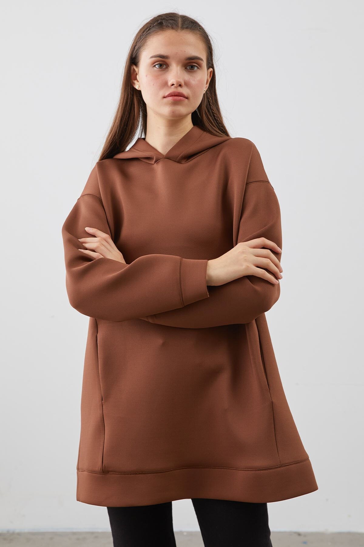 Hooopstore Scuba Hoodie Sweatshirt - Kahve