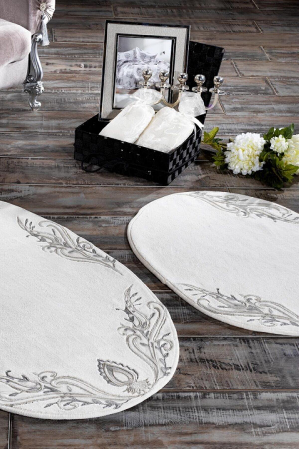 ZEBRA CASA Tiara Gri İkili Oval Paspas Takımı