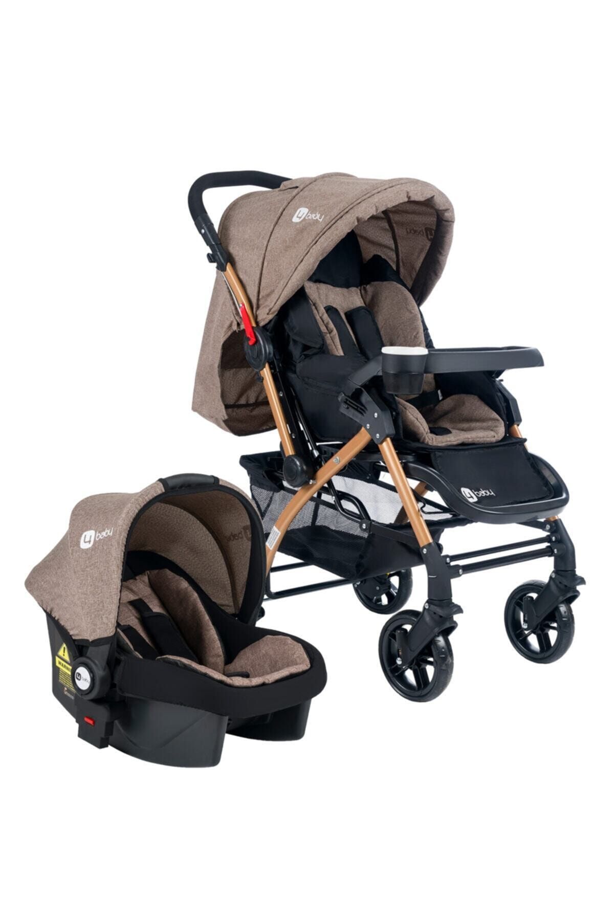 4 Baby Active Gold Travel Sistem Bebek Arabası Kahverengi