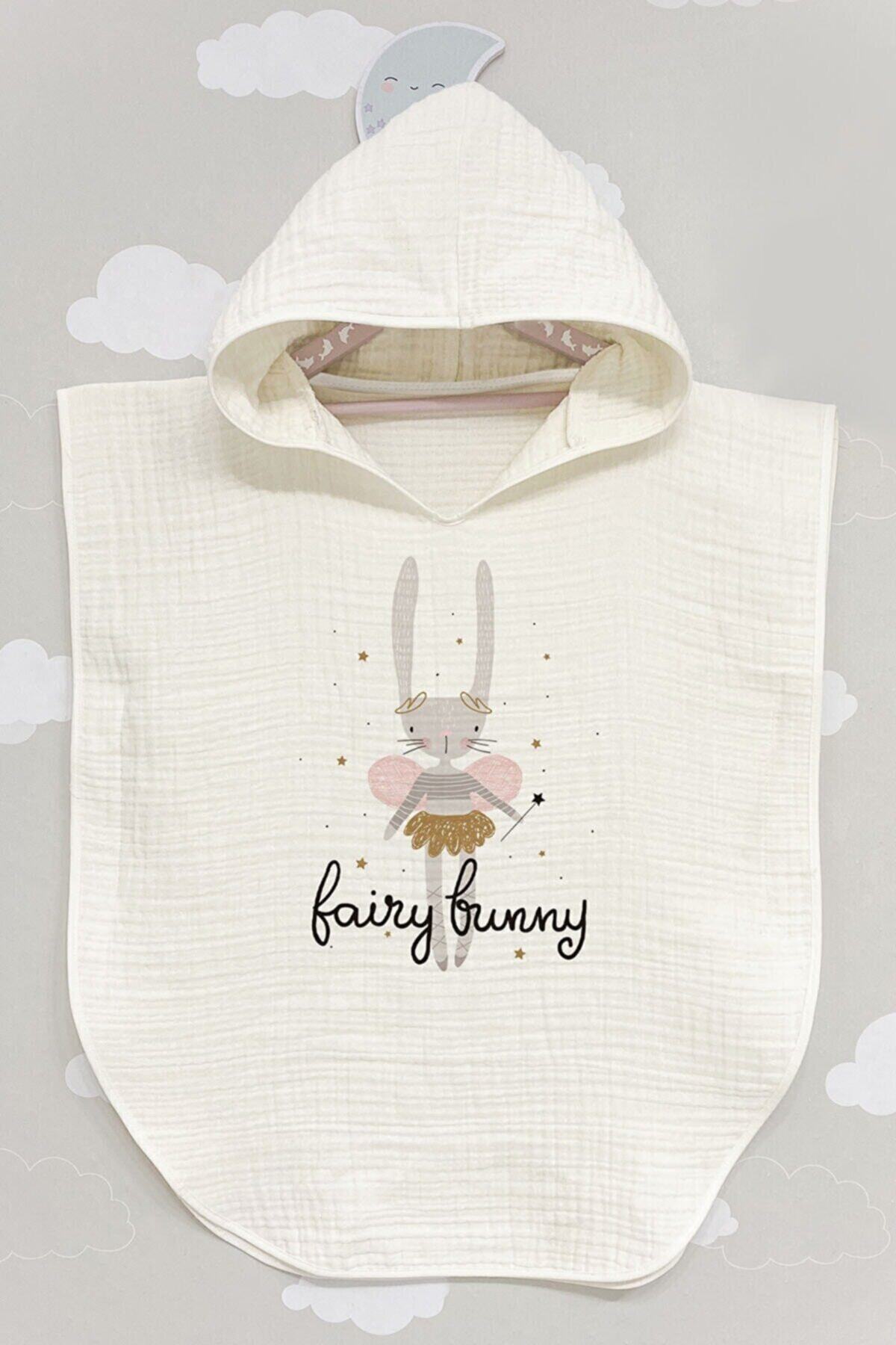 BabyLimon Bairy Bunny 4 Kat Müslin Kapüşonlu Panço For Baby Serisi