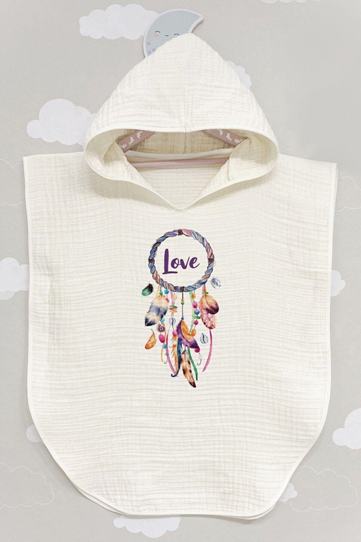 BabyLimon Love 4 Kat Müslin Kapüşonlu Panço - For Baby Serisi