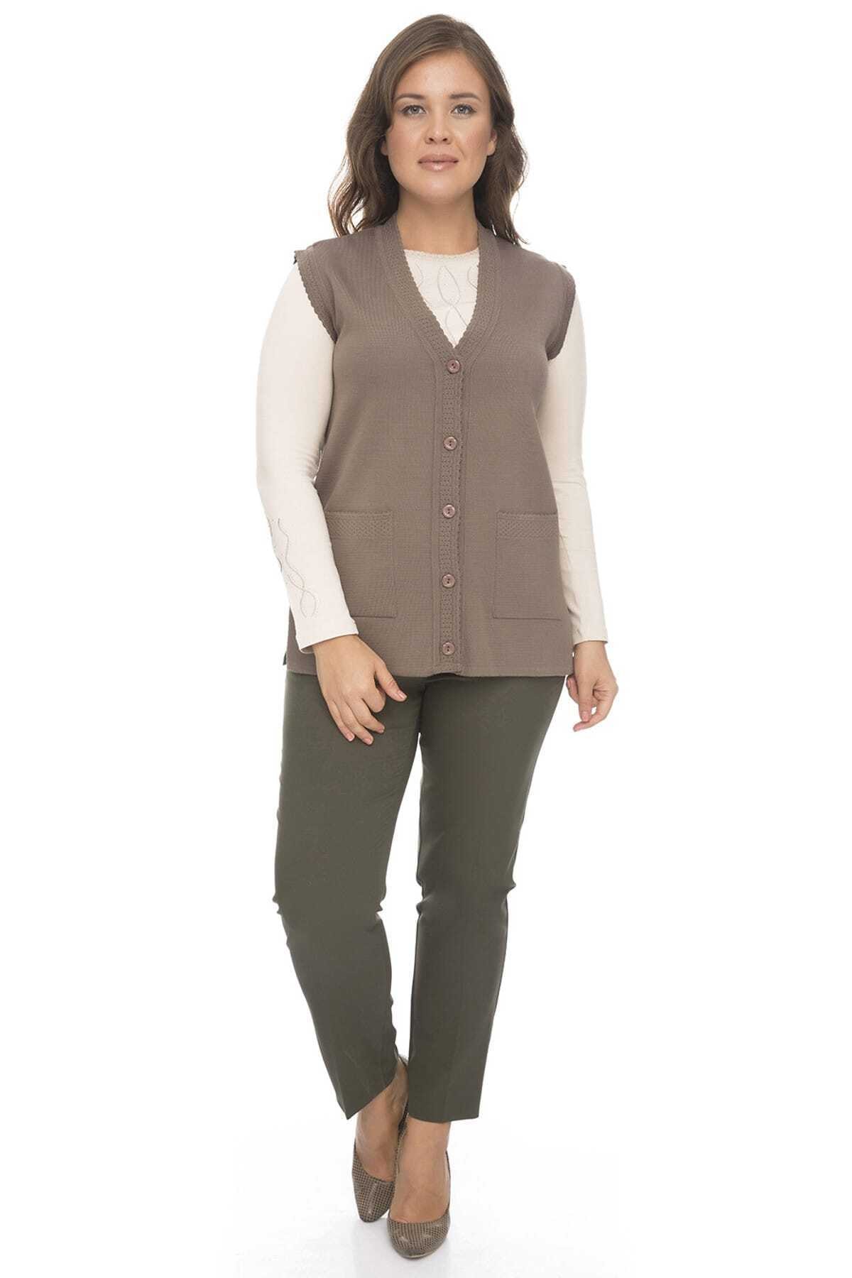 Uludağ Triko Düğmeli Çelik Yelek / Vizon