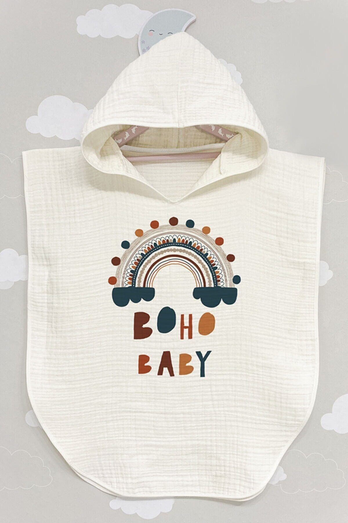 BabyLimon Unisex Boho Baby 4 Kat Müslin Kapüşonlu Panço For Baby Serisi