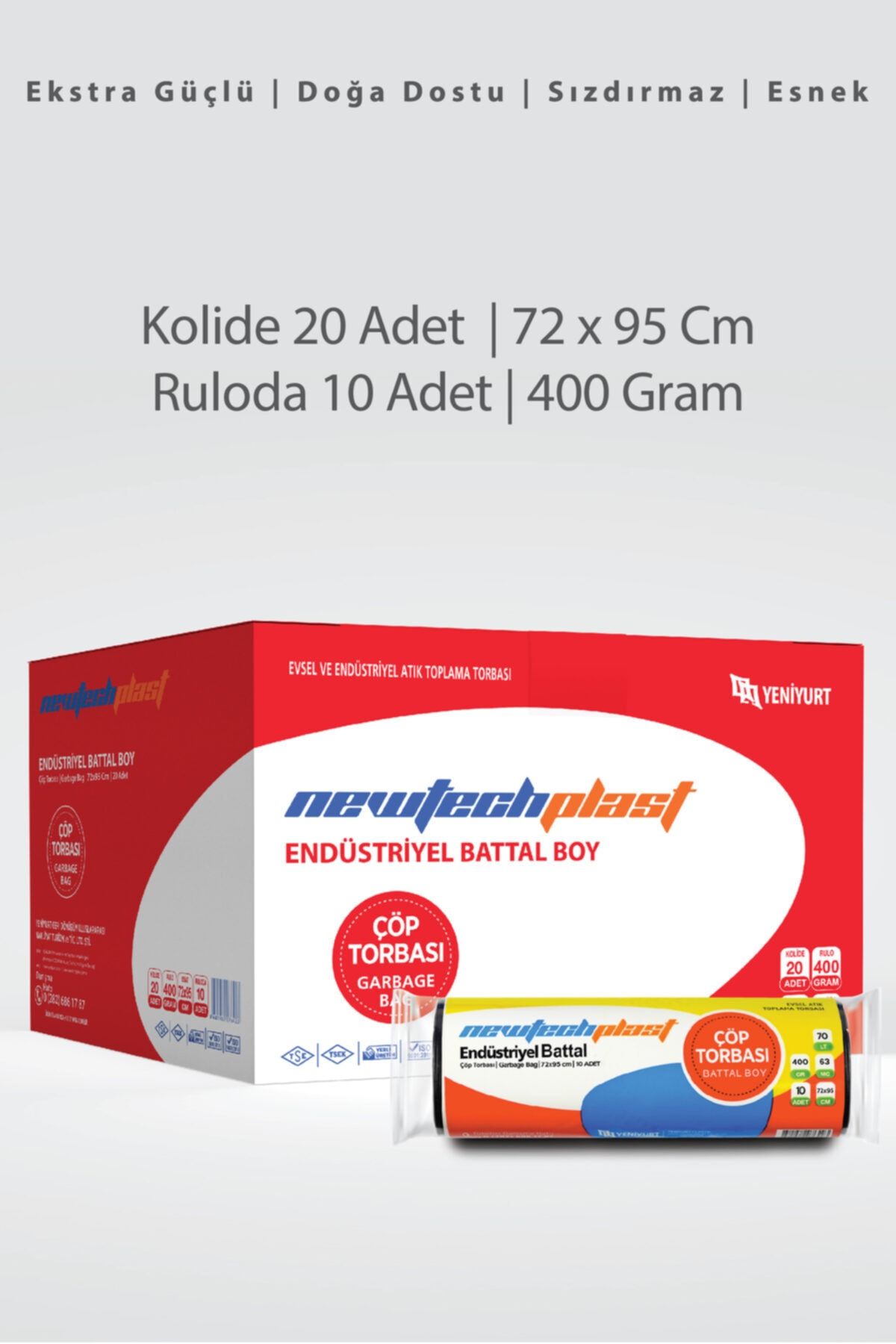 Newtechplast Battal Boy 72x95 Cm 400 Gr.(jelatinli) Çöp Poşeti - Torbası(koli)