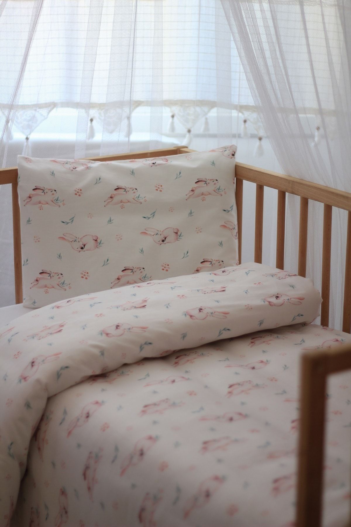 Luna Kids Collection Sleepybunny - Organik Pamuk Saten Bebek Nevresim Seti