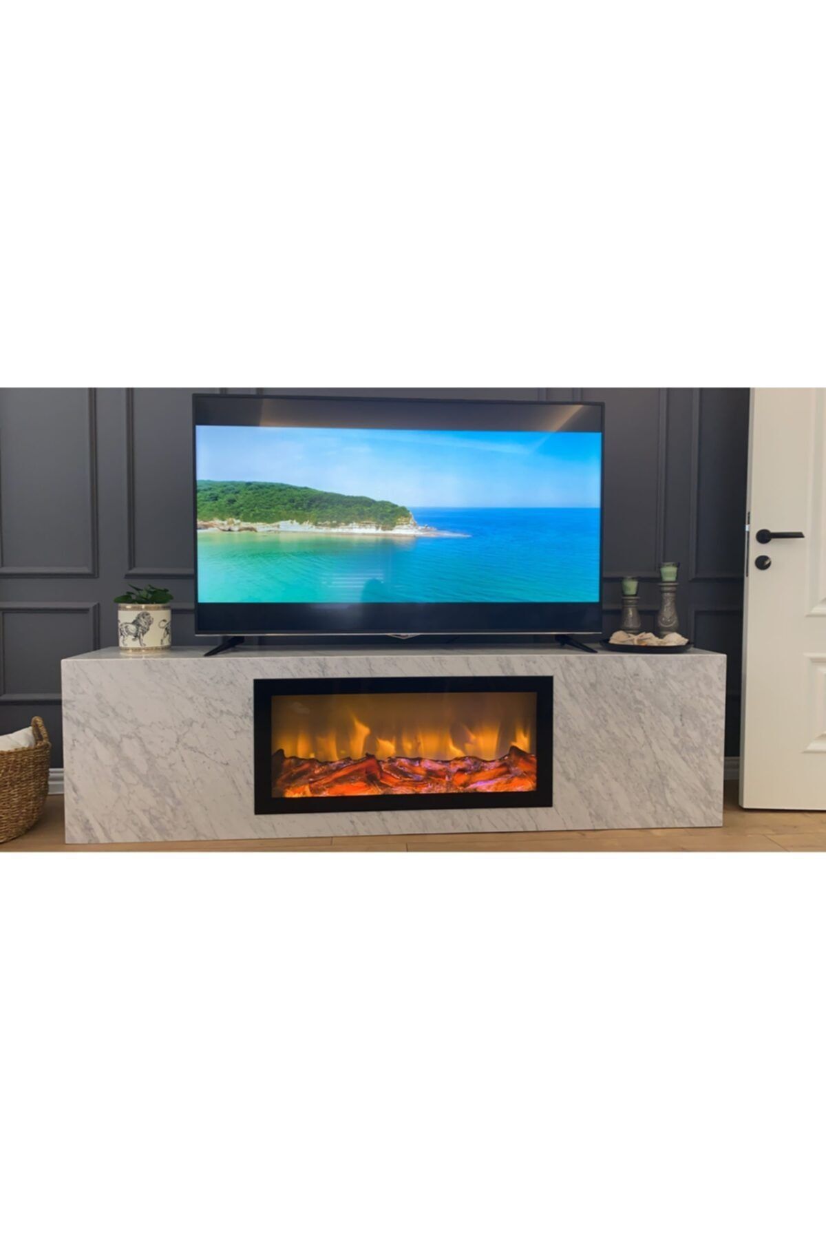 DEFNEM ŞÖMİNE 100x45x17 Cm Duvara Gömme Elektirikli Şömine